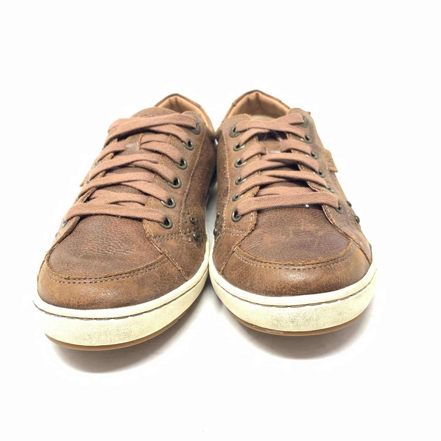 Taos Freedom 8.5 Brown Leather Lace Up Sneakers Studded Distressed Casual