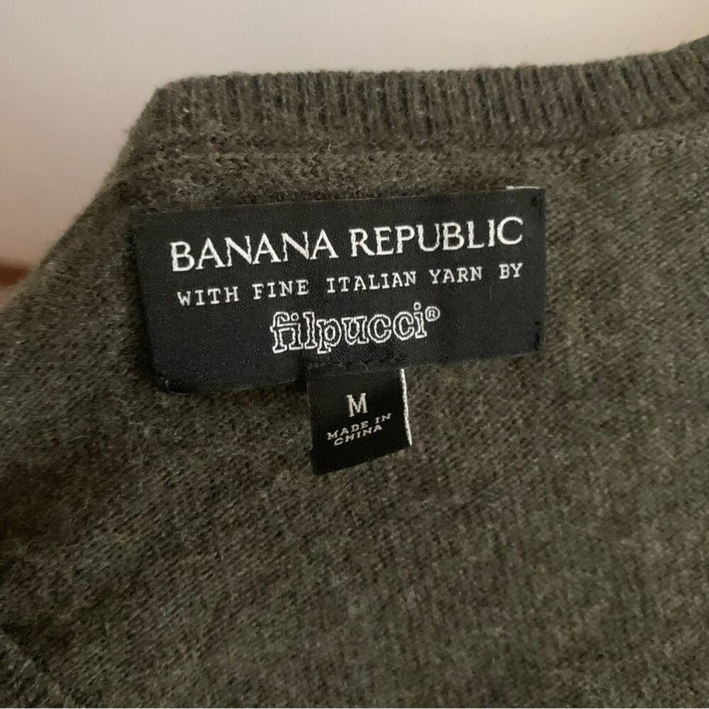 Banana Republic M Filpucci Wool Cashmere Blend Dark Green Sweater V Neck