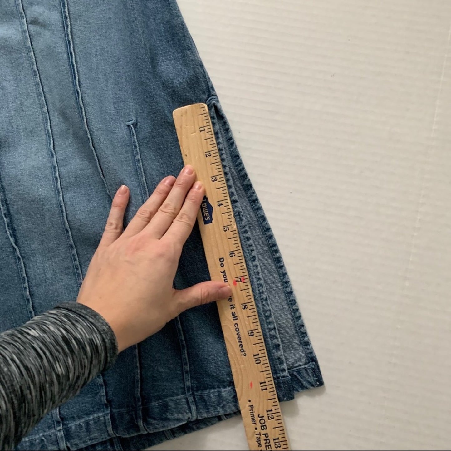 C & B Long Modest Blue Denim Skirt 12 Tuck Detail