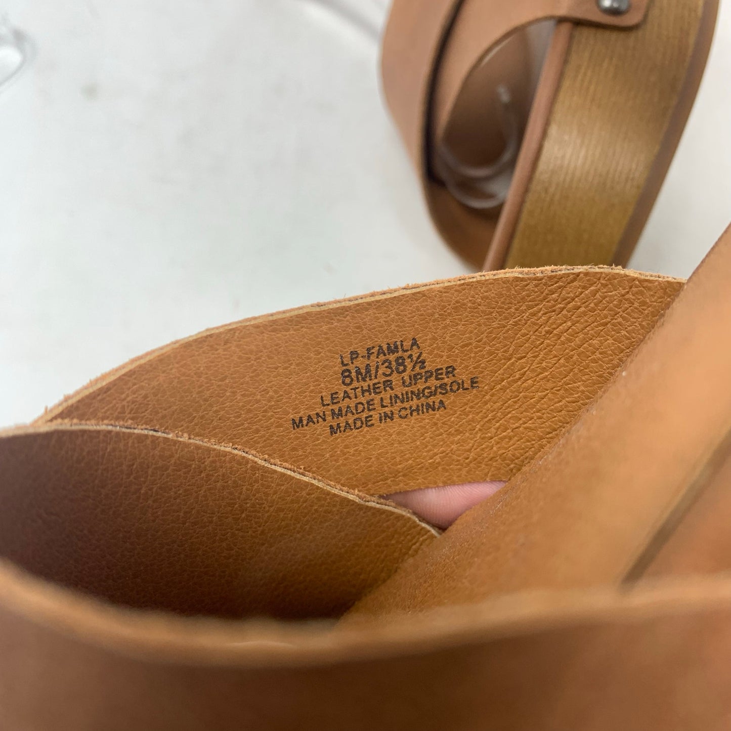 Lucky Brand Famla Size 8 Brown Leather Slingback Platform Sandal Chunky