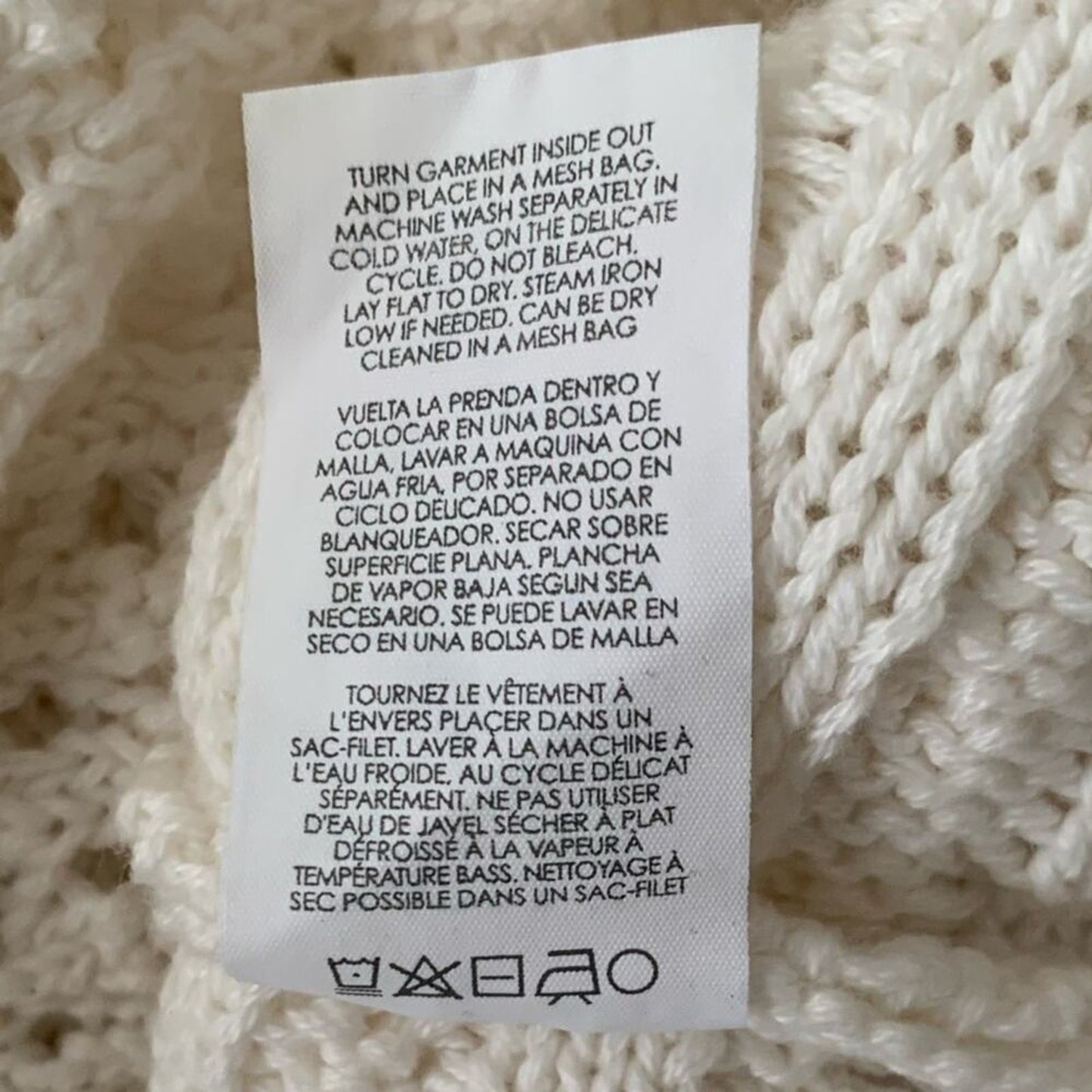 Cabi S #5803 Fiesta White Cream Fringed Oversized Poncho Sweater Cotton Blend