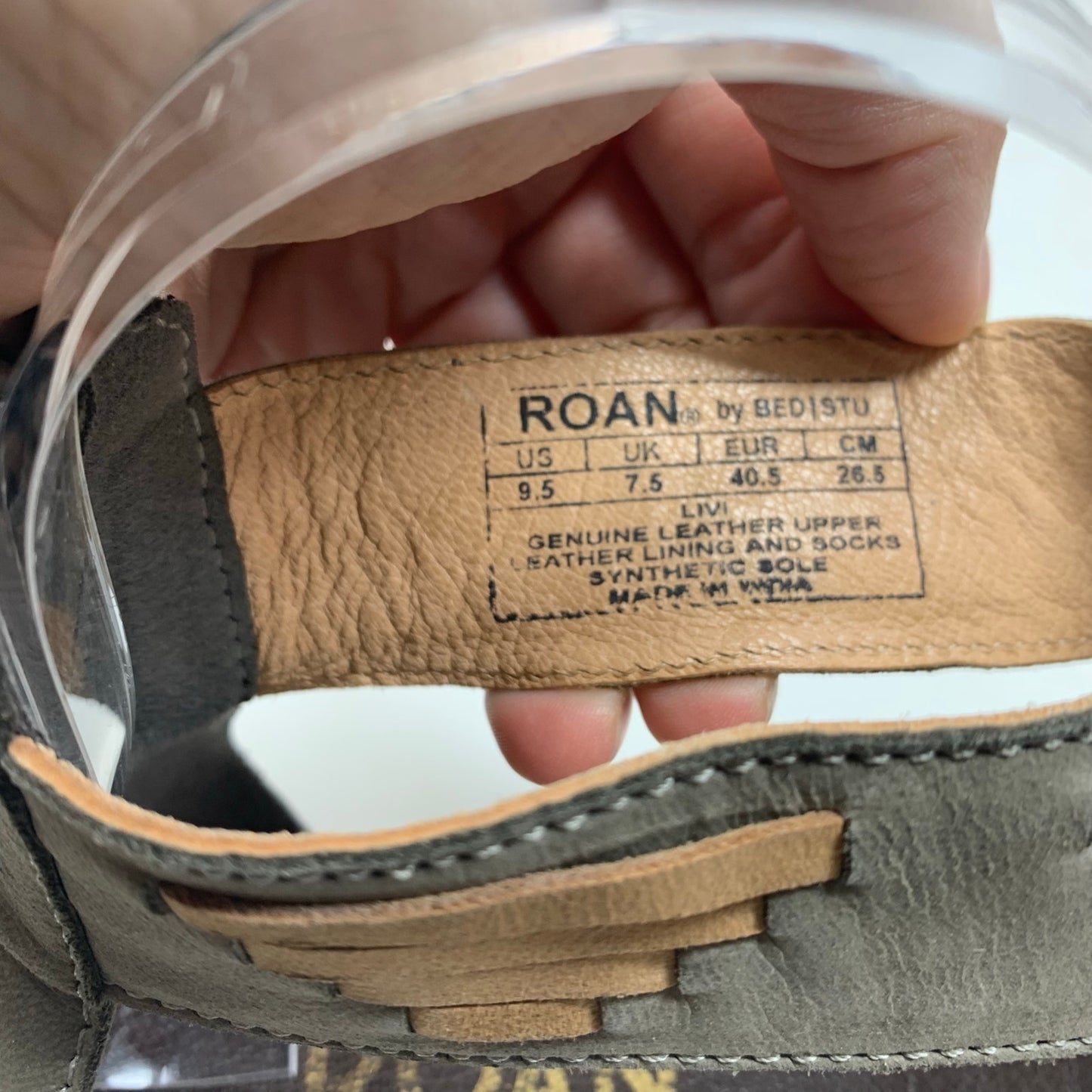 ROAN by Bed Stu Gray Tan Distressed Leather Gladiator Livi Sandal Grey Bone 9.5