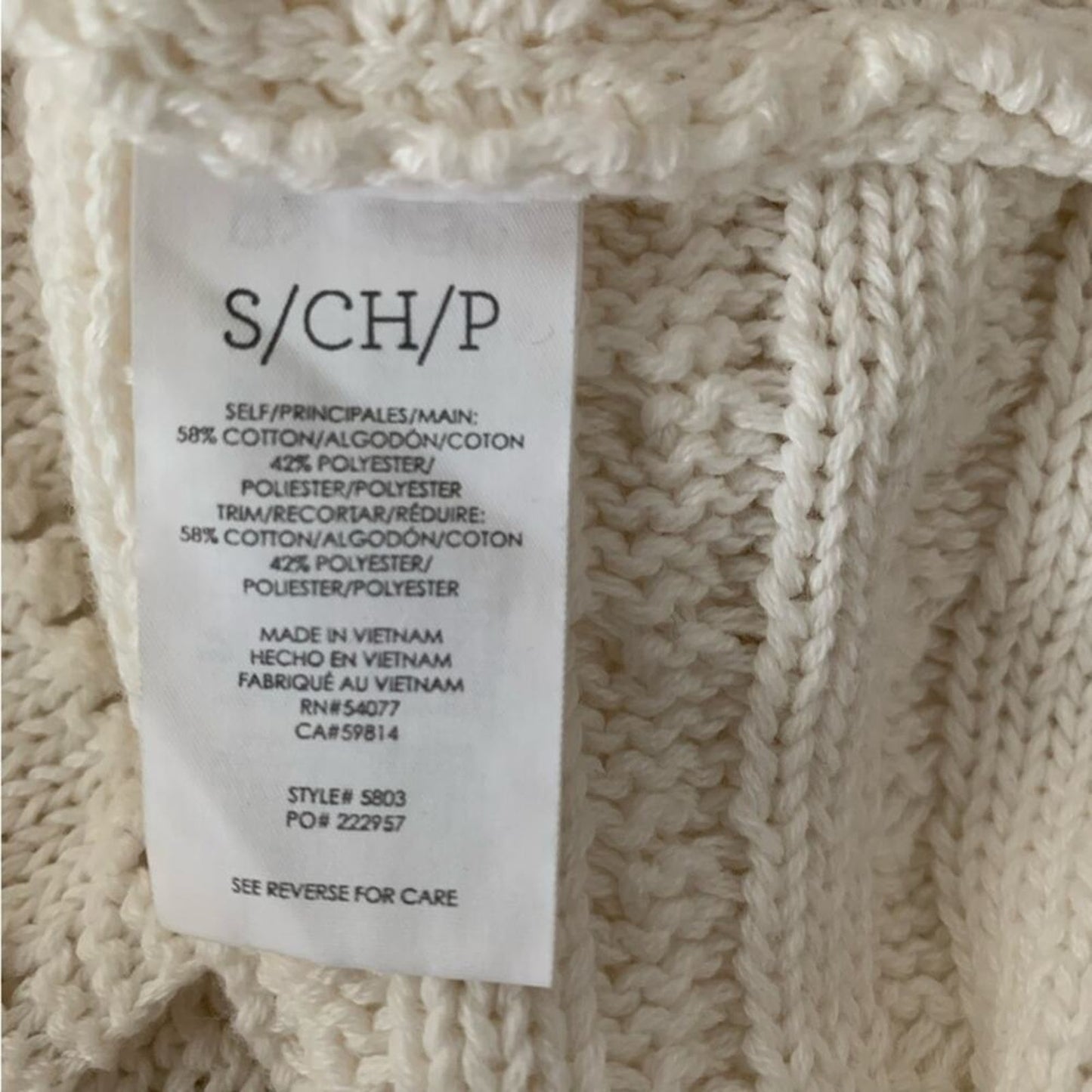 Cabi S #5803 Fiesta White Cream Fringed Oversized Poncho Sweater Cotton Blend