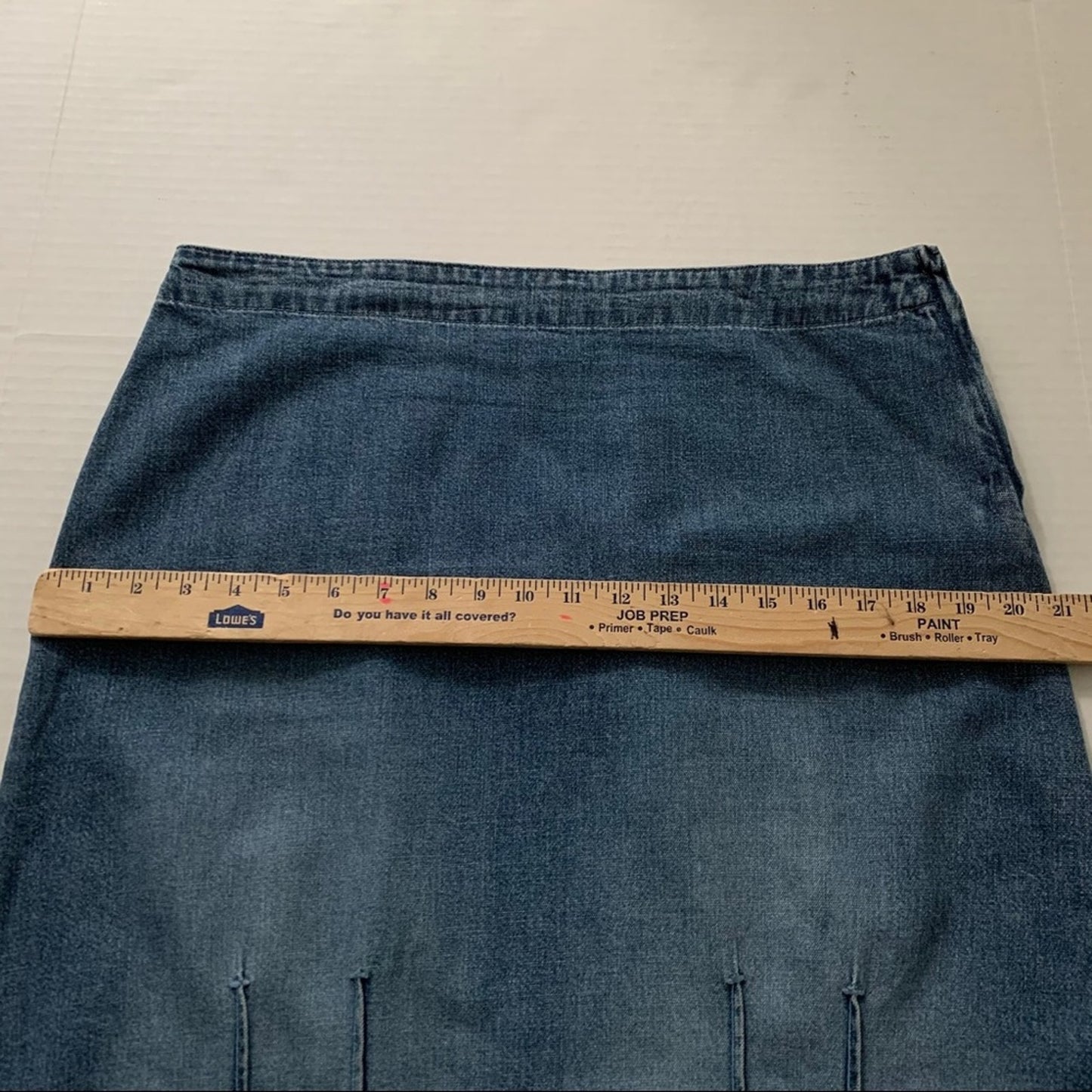 C & B Long Modest Blue Denim Skirt 12 Tuck Detail