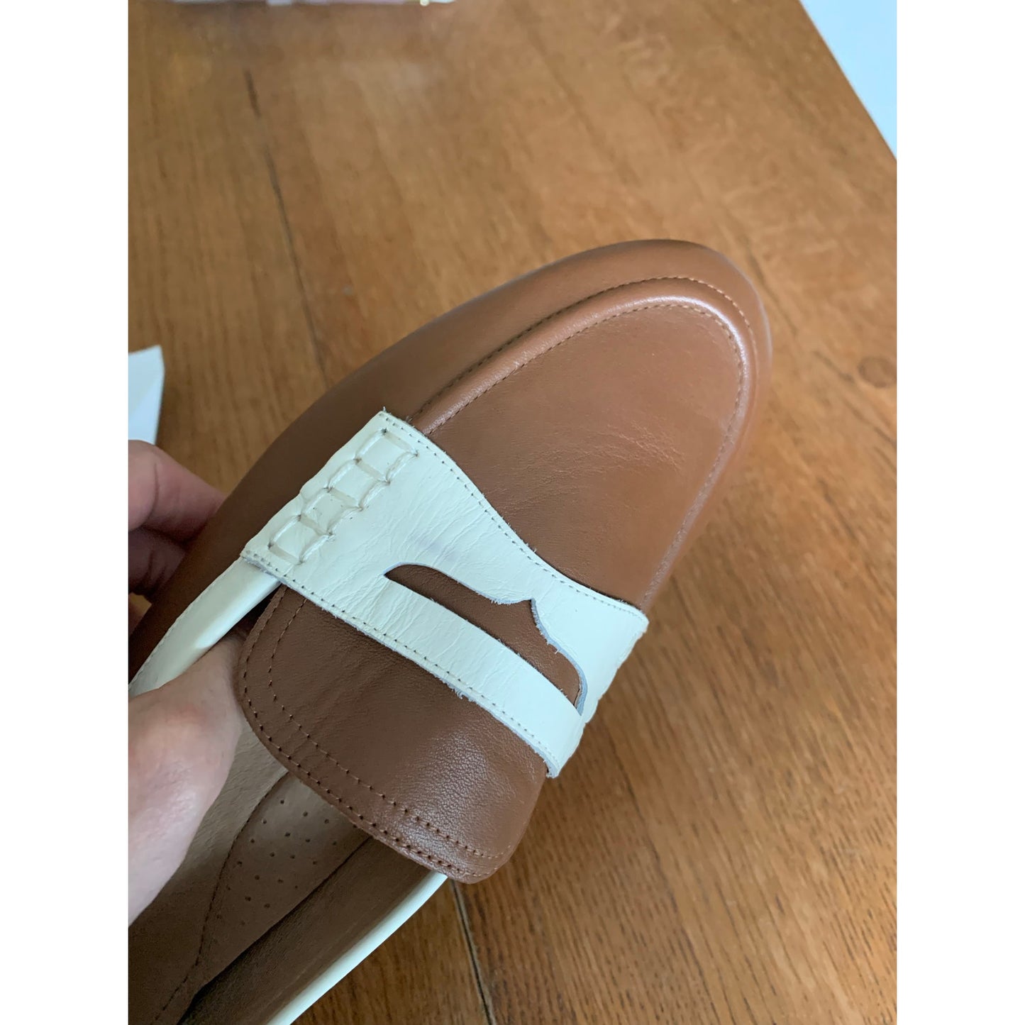 Lauren Ralph Lauren Adison Size 11B Women’s Brown Tan White Penny Loafer Leather