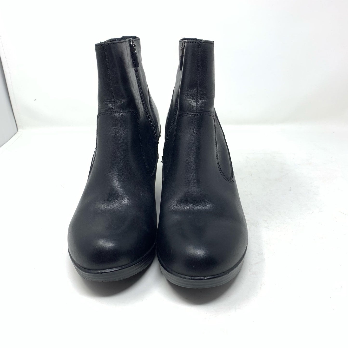 Dansko Faith Black Leather Wedge Bootie Ankle Boot Side Zip Studded Size 41