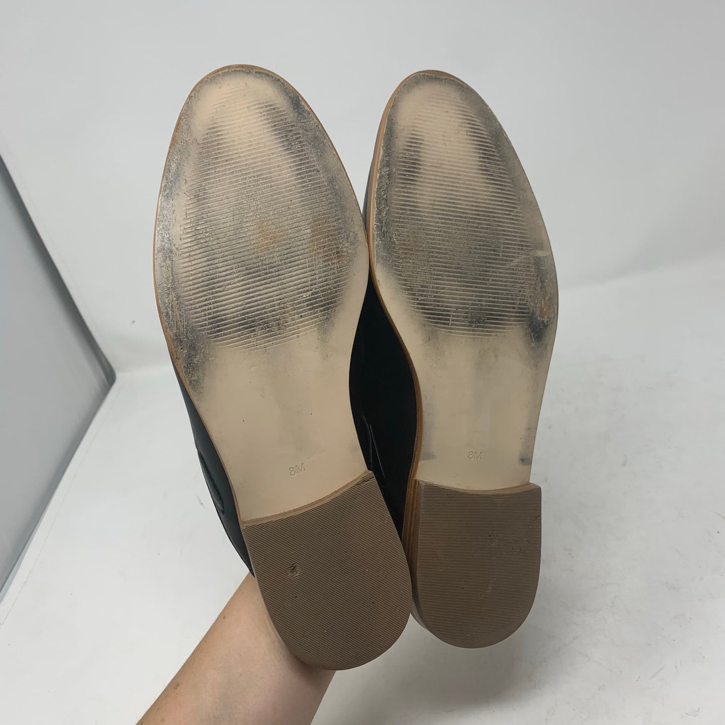 Talbots Leighton Black Leather Classic Mule Slide Loafer Toe Tassel Size 8
