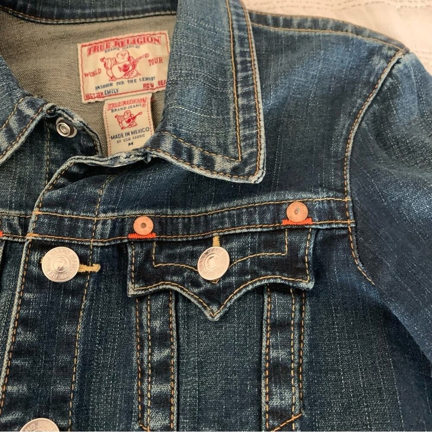 True Religion Emily Dark Wash Western Jean Denim Jacket Women’s Size M