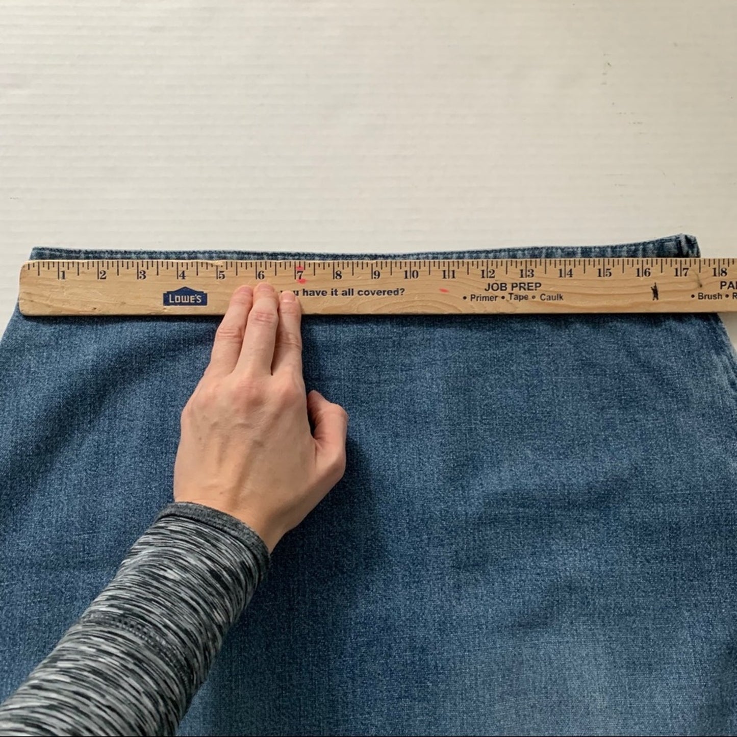 C & B Long Modest Blue Denim Skirt 12 Tuck Detail