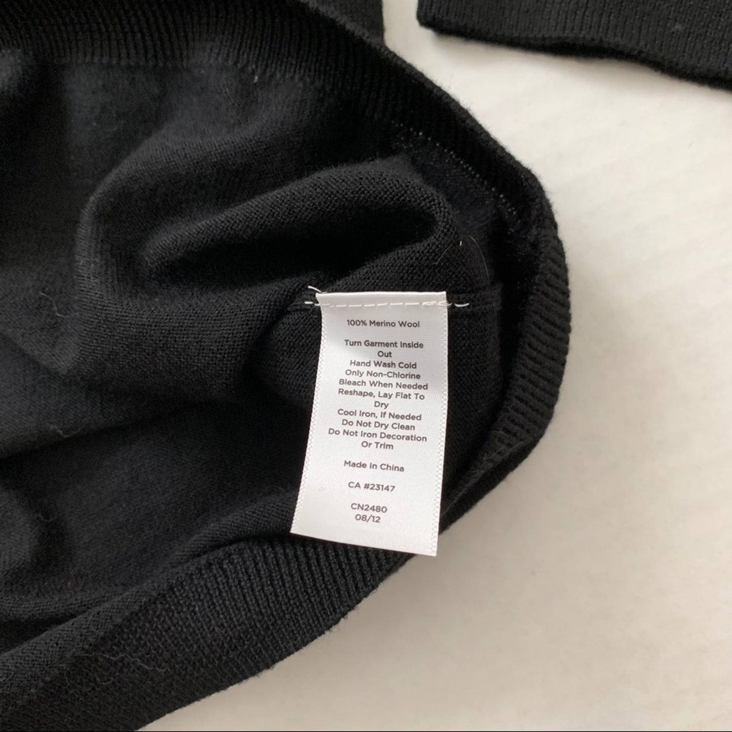 Talbots Merino Wool Black 3/4 Sleeve Sweater Bow M