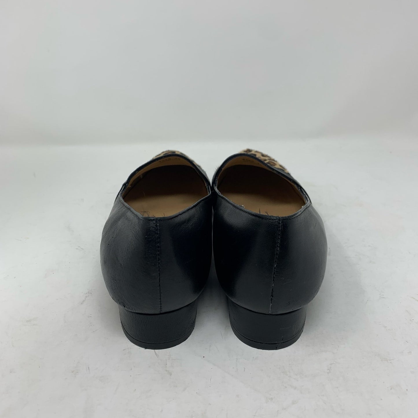 Avellini Black Leather Loafer Pointed Toe Calf Hair Animal Print 40 Made In Italy