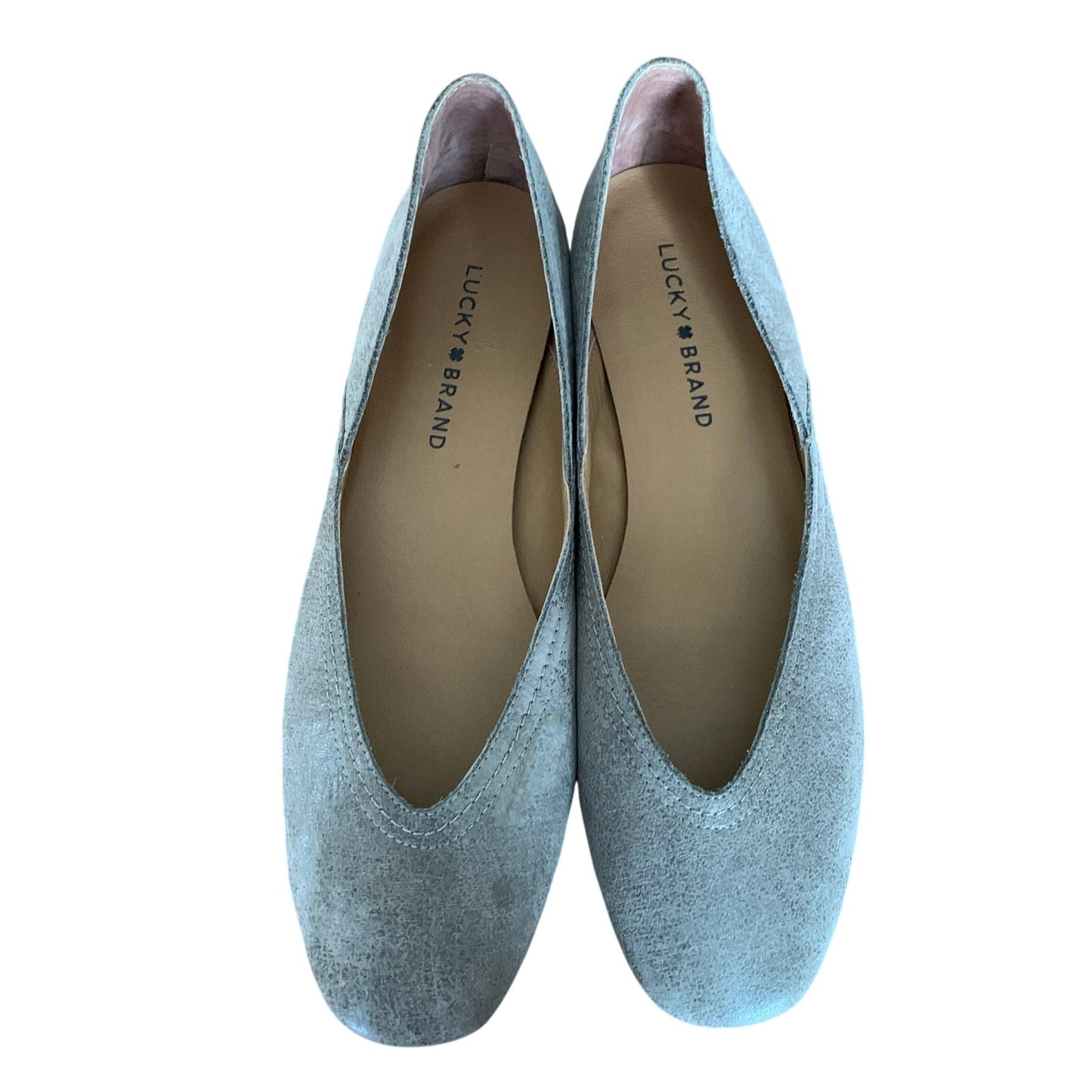 Lucky Brand Alba Greige Taupe Size 8.5 Leather Ballet Flat Loafer Grey