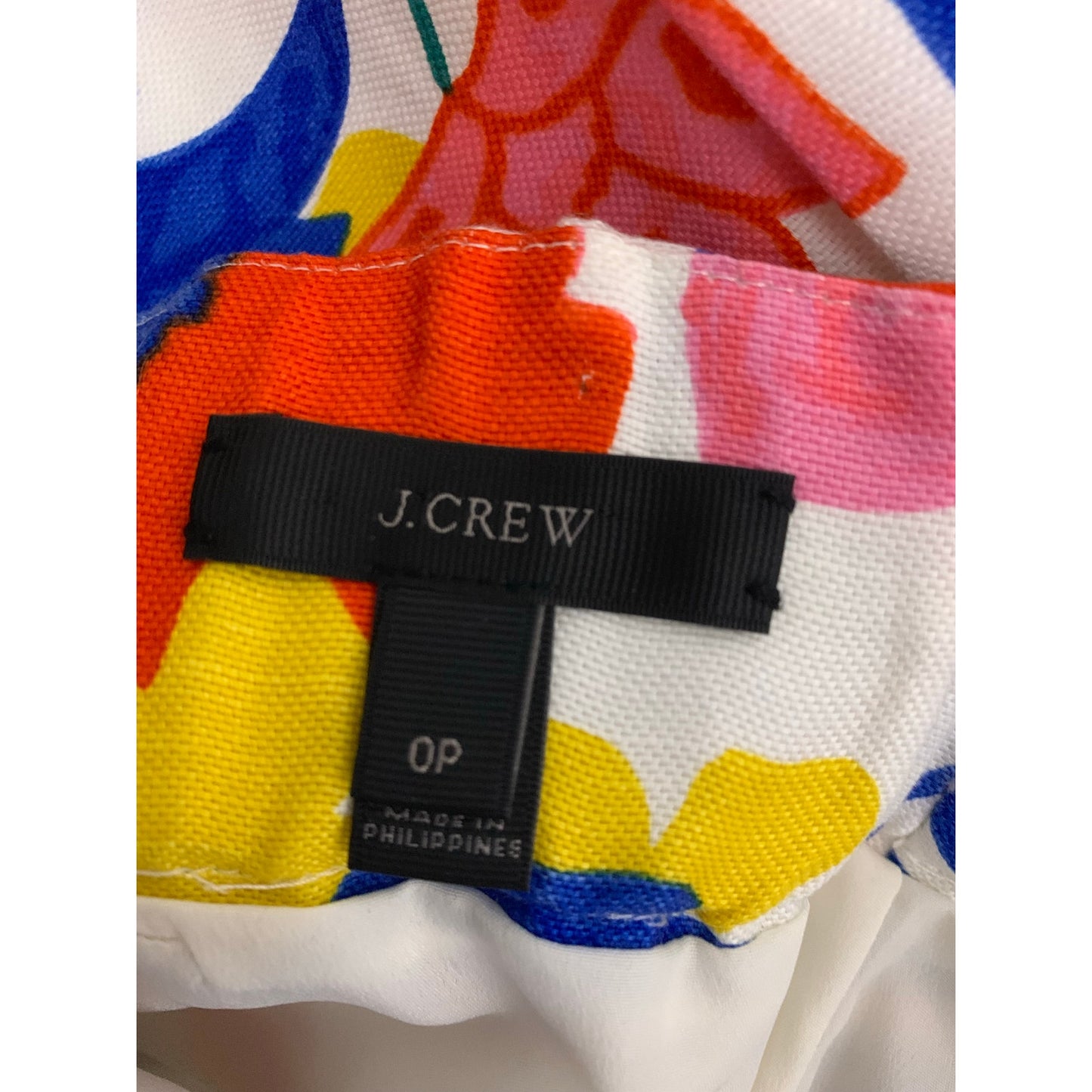 J Crew Size 0P Floral Linen Blend Pencil Skirt Lined Bright Multicolor Abstract