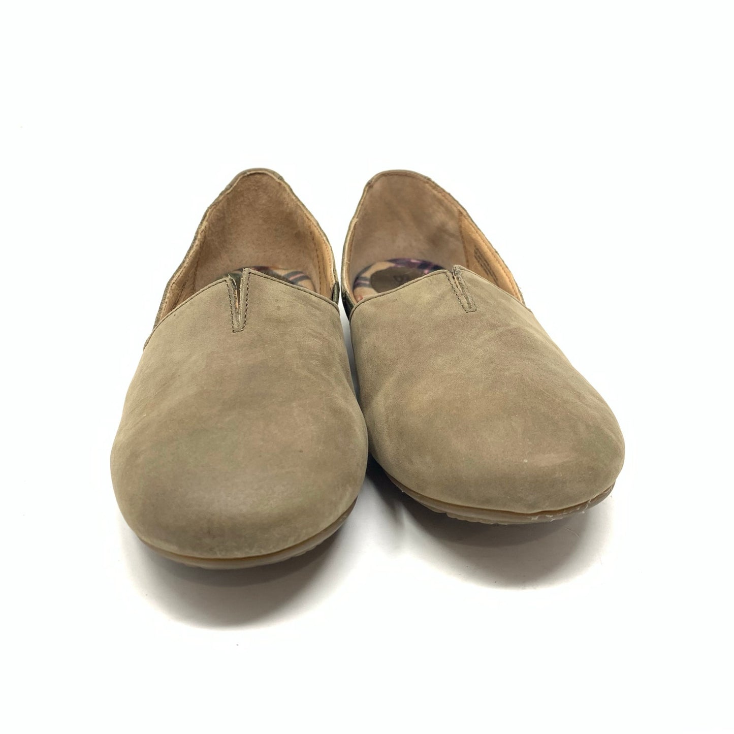 Born Sebra Slip On Biscotto Tan Leather Rubber Sole Driving Shoe Loafer Size 8.5