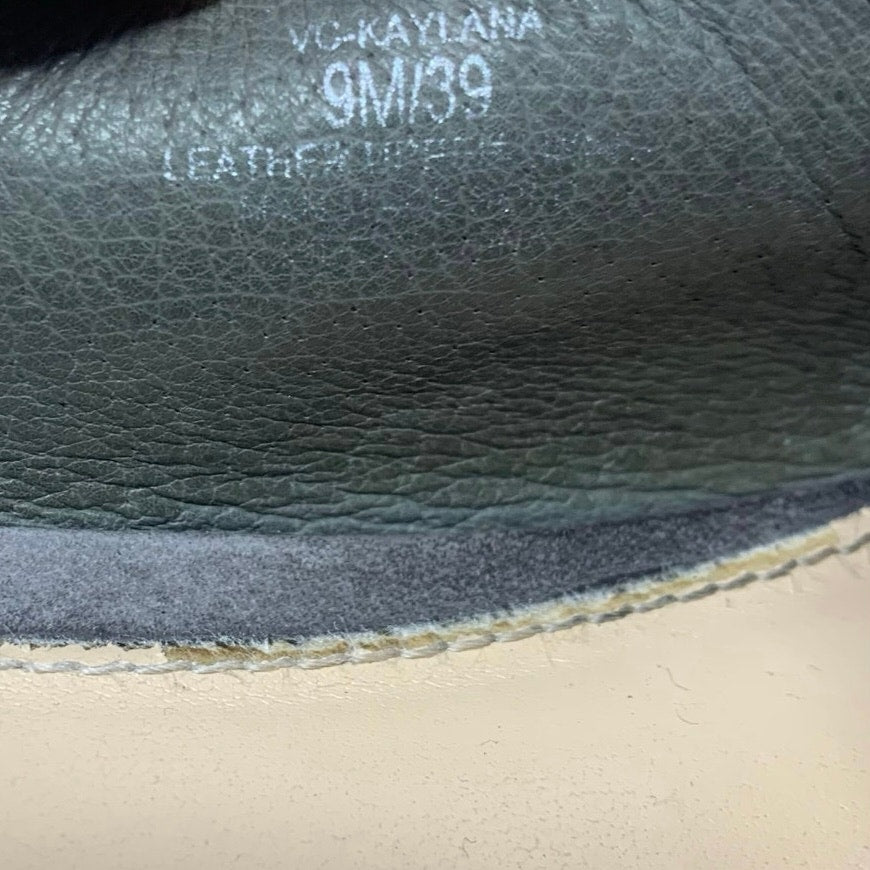 Vince Camuto Kaylana Size 9 Grey Nubuck Leather Mule Loafer Slide Micro Perf