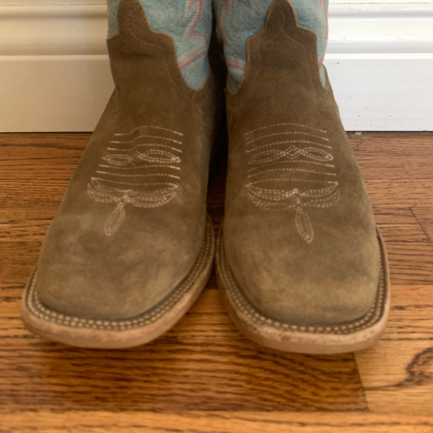 Anderson Bean Youth Size 5 Coyote Sand Sky Blue Western Cowboy Boots ABK7096