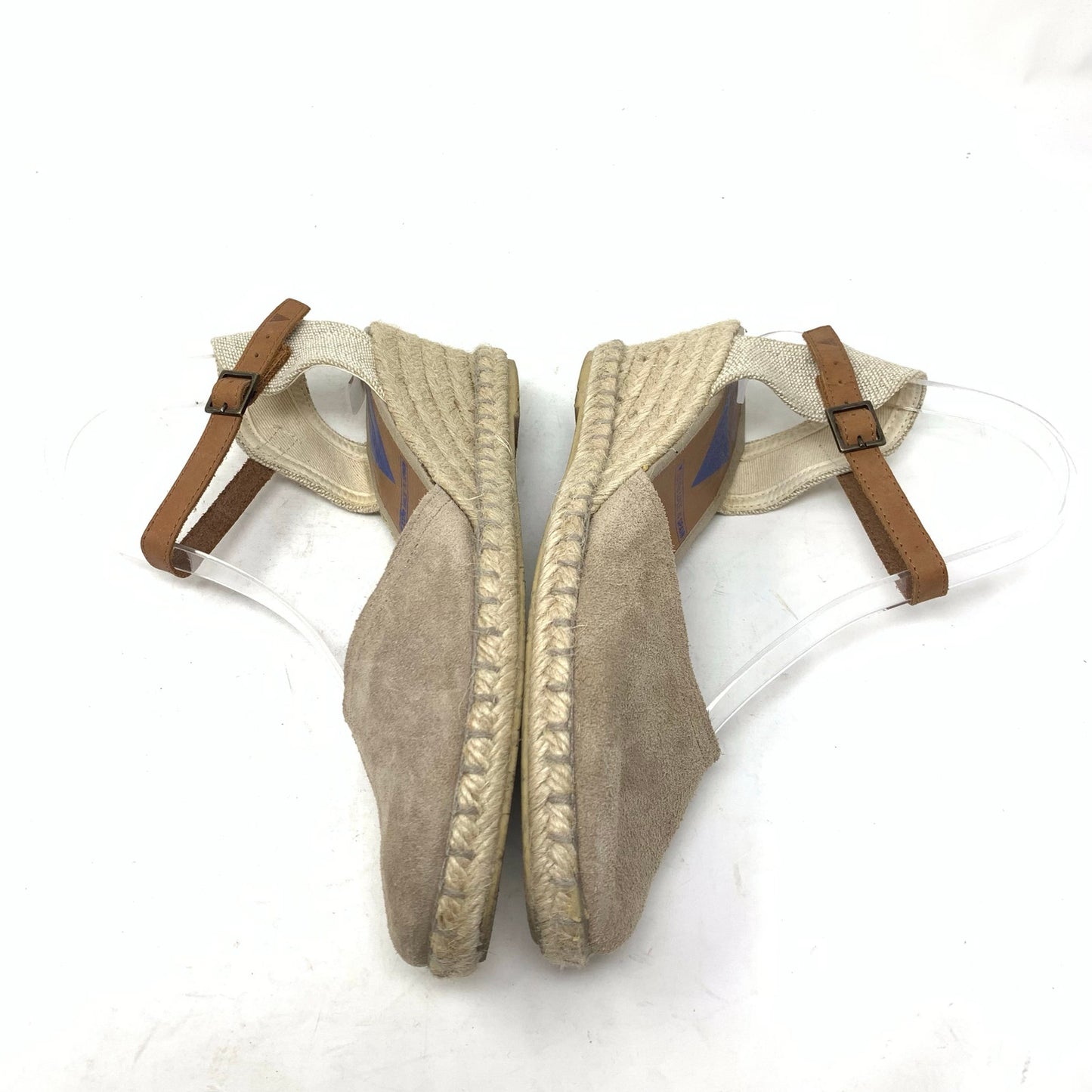 Verbenas Tan Suede Espadrille Wedges Malena Serraje Piedra Size 39 Jute Sandal
