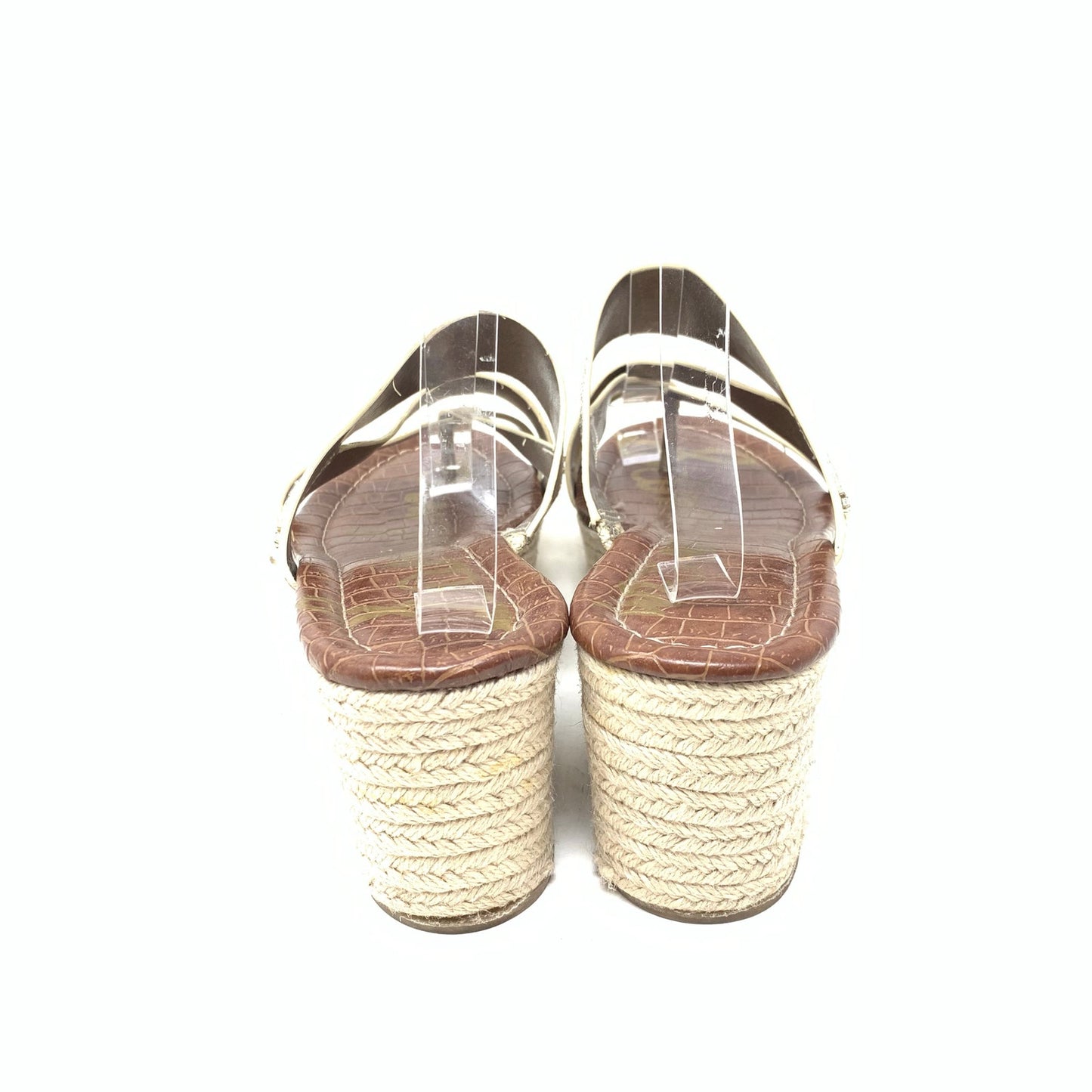 Sam Edelman Raleigh 9 Gold Metallic Snake Print Leather Strappy Wedge Espadrille