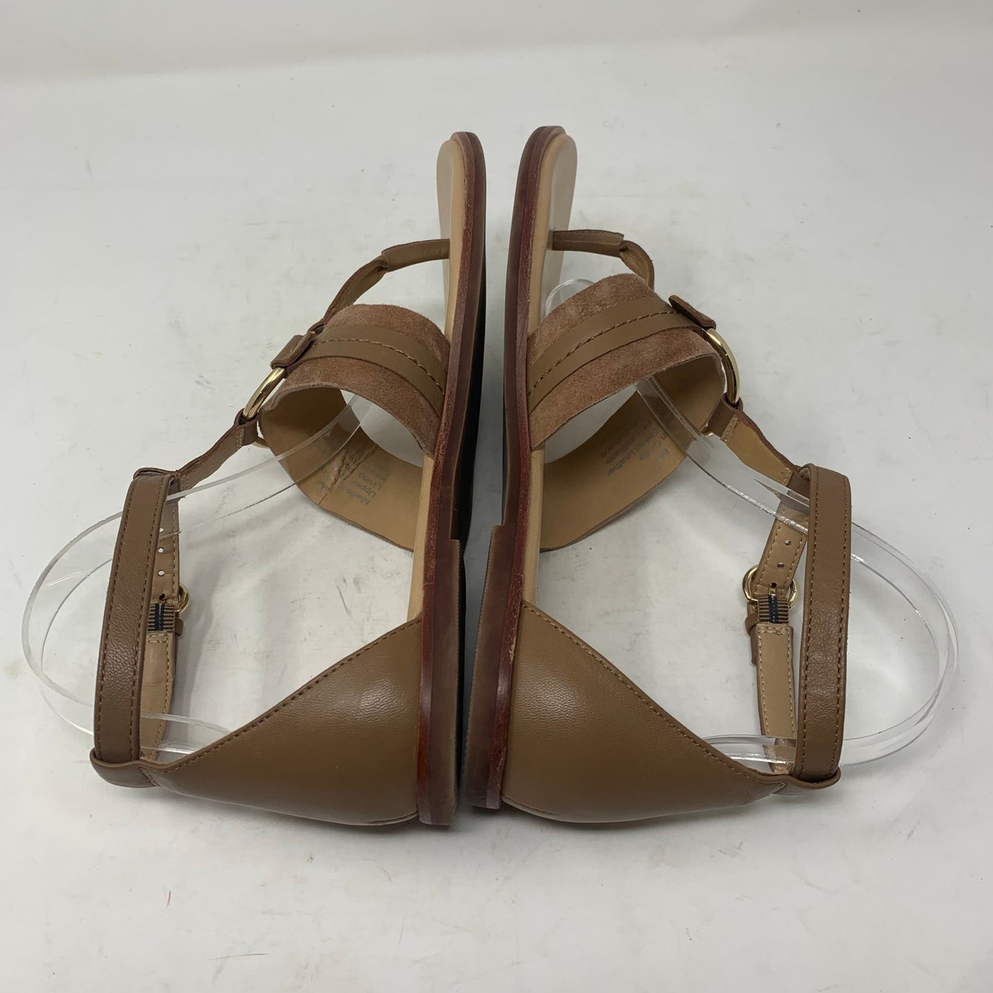 Gibson Latimer Jaylee Circle Ornament Sandal Size 8 Tan Sheep Leather Gold Ring