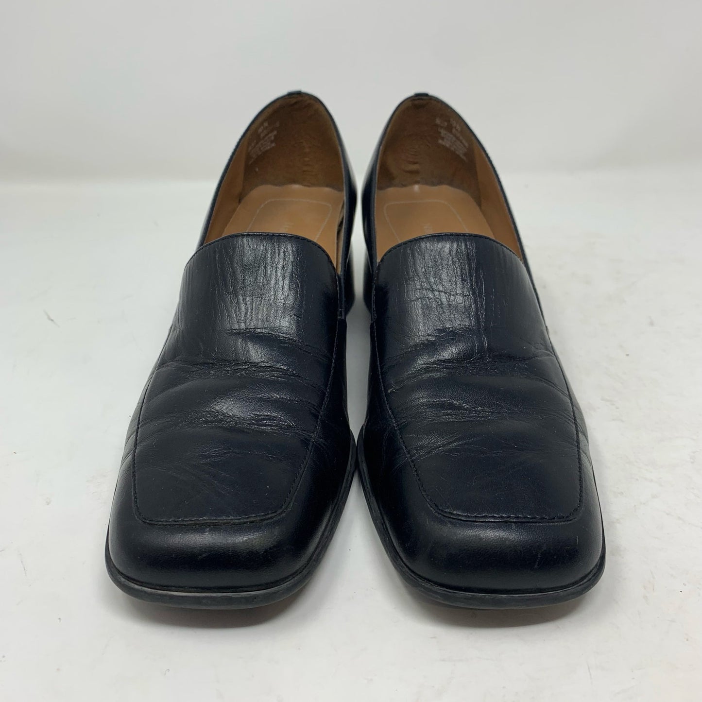 Naturalizer Black Leather Square Toe Chunky Block Heel Pump Y2K 885N88 Size 10N