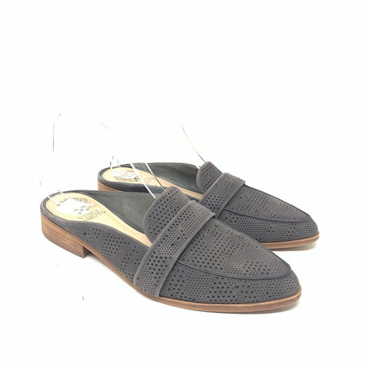 Vince Camuto Kaylana Size 9 Grey Nubuck Leather Mule Loafer Slide Micro Perf