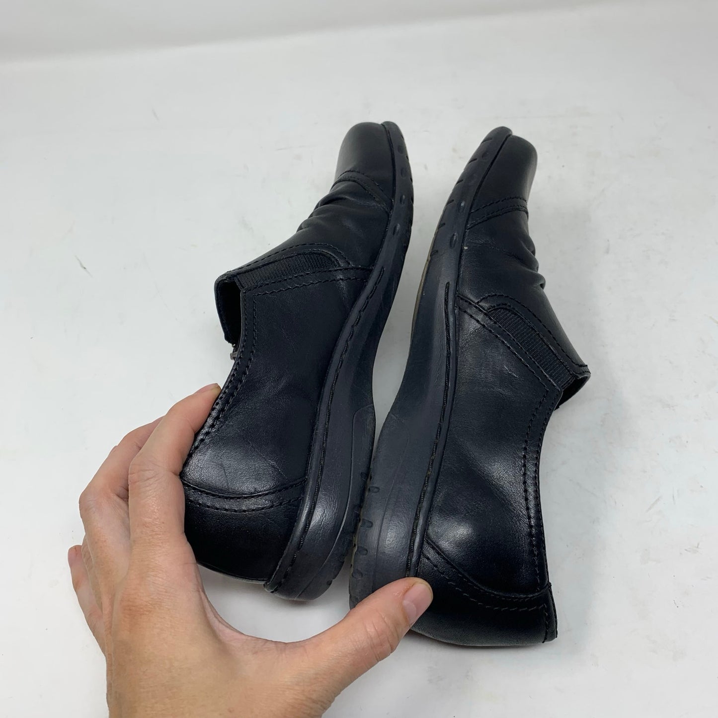 Rockport Cobb Hill Penfield Womens Zip Flat Comfort Shoe Black Leather Size 7.5