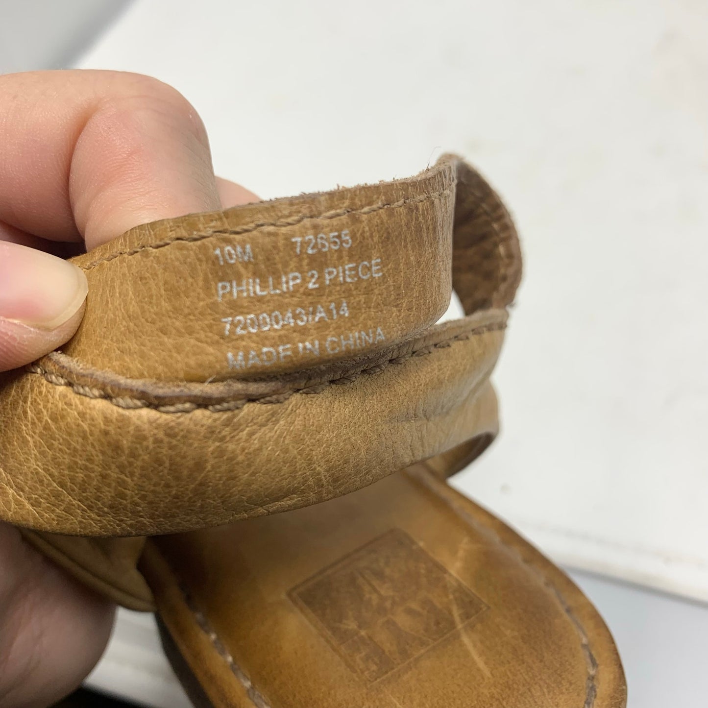 Frye Phillip 2 Piece Sandal Tan Leather Slingback Buckle Sandal Minimalist 10