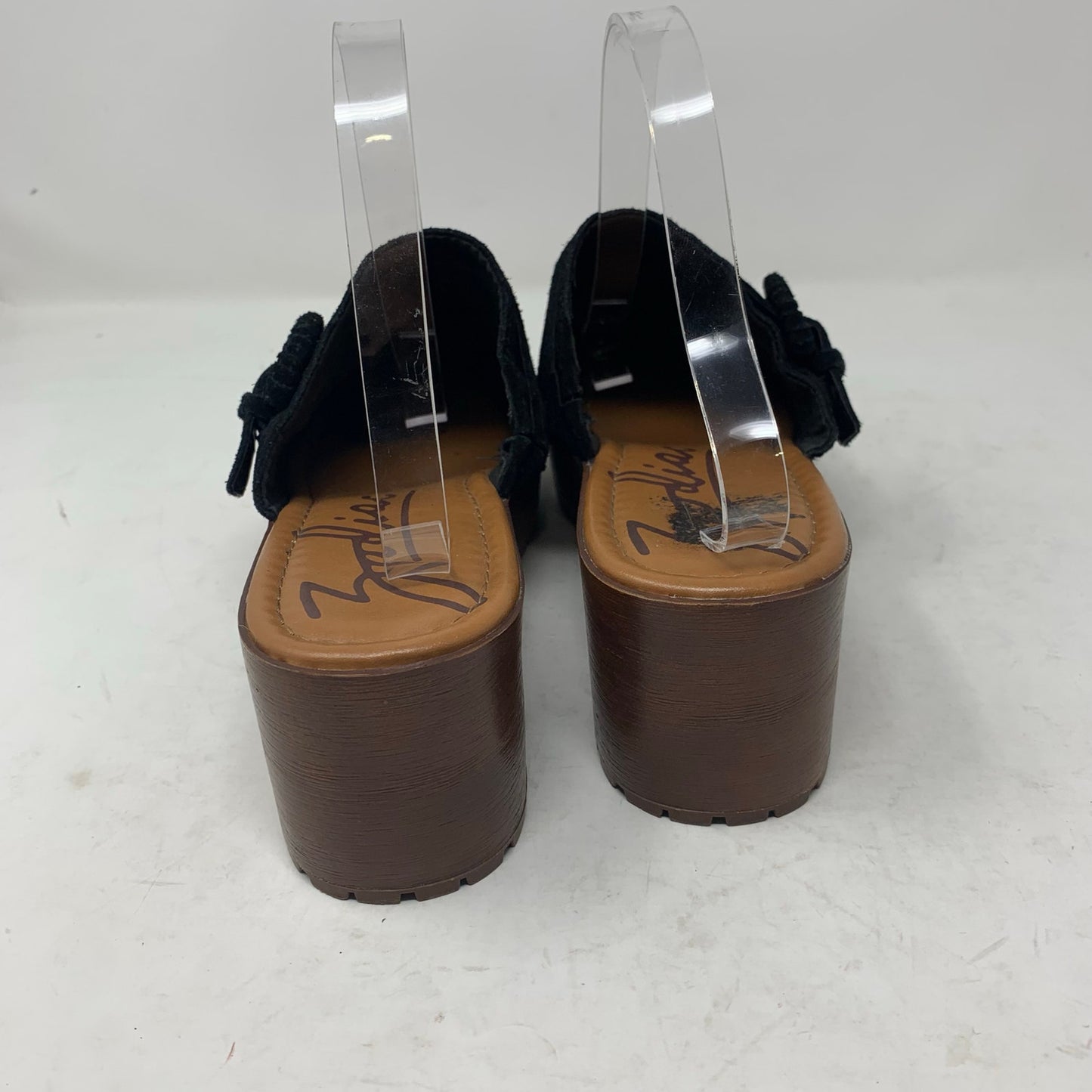 Zodiac Raine Black Suede Leather Moc Toe Platform Chunky Mules Clogs Size 10 Y2K