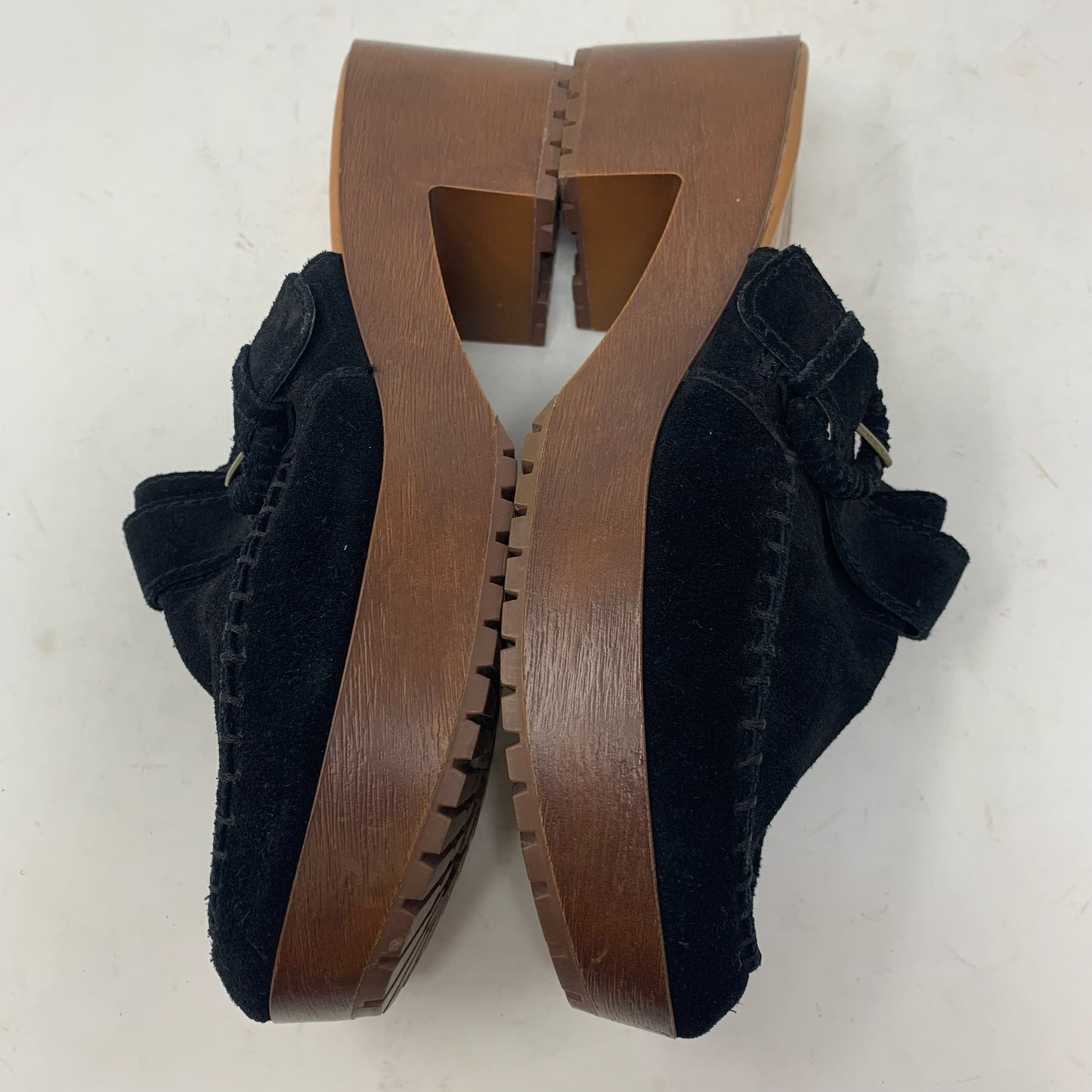 Zodiac Raine Black Suede Leather Moc Toe Platform Chunky Mules Clogs Size 10 Y2K