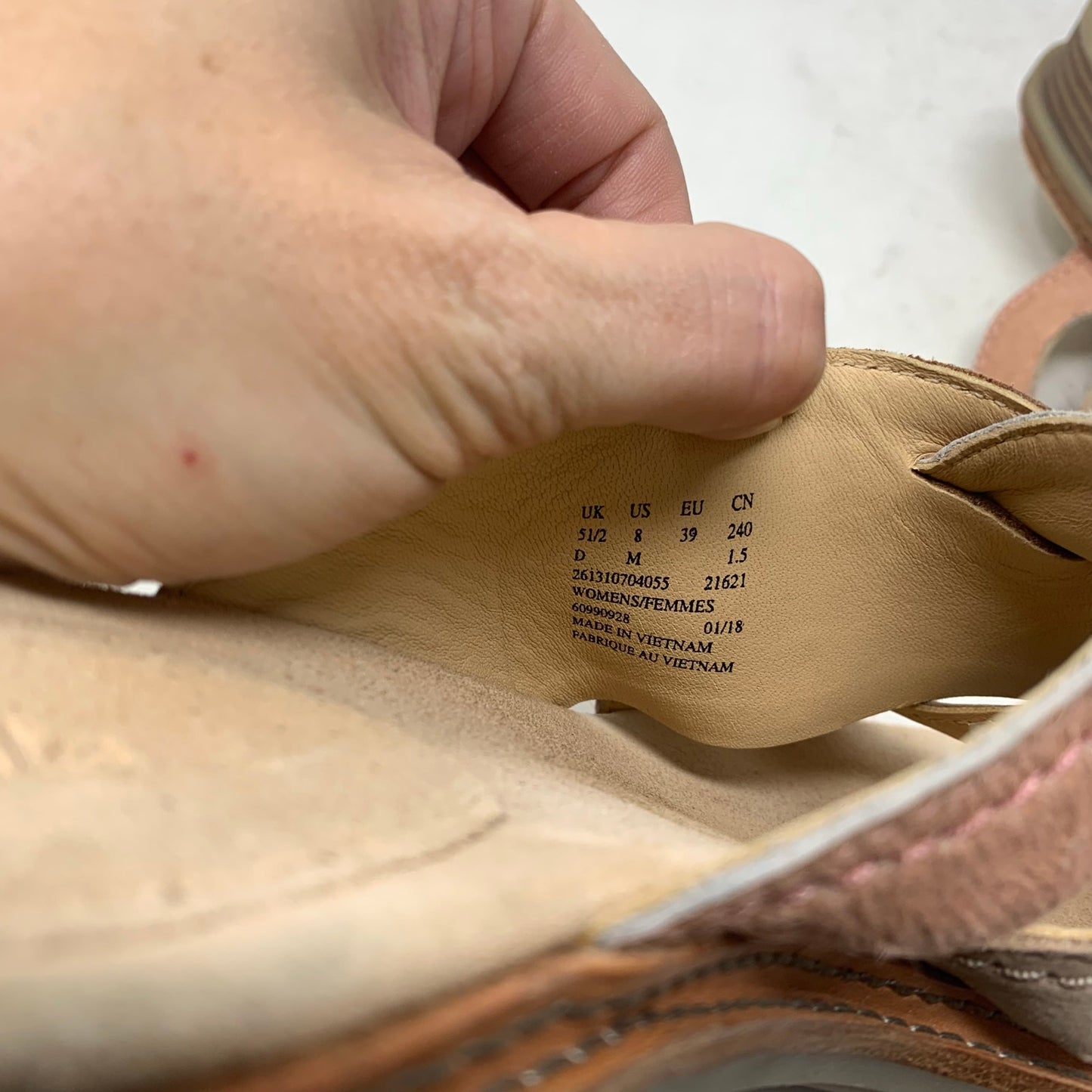 Clarks Trace Craft Taupe Pink Nubuck Leather Slides Slip On Sandals Shoes Size 8