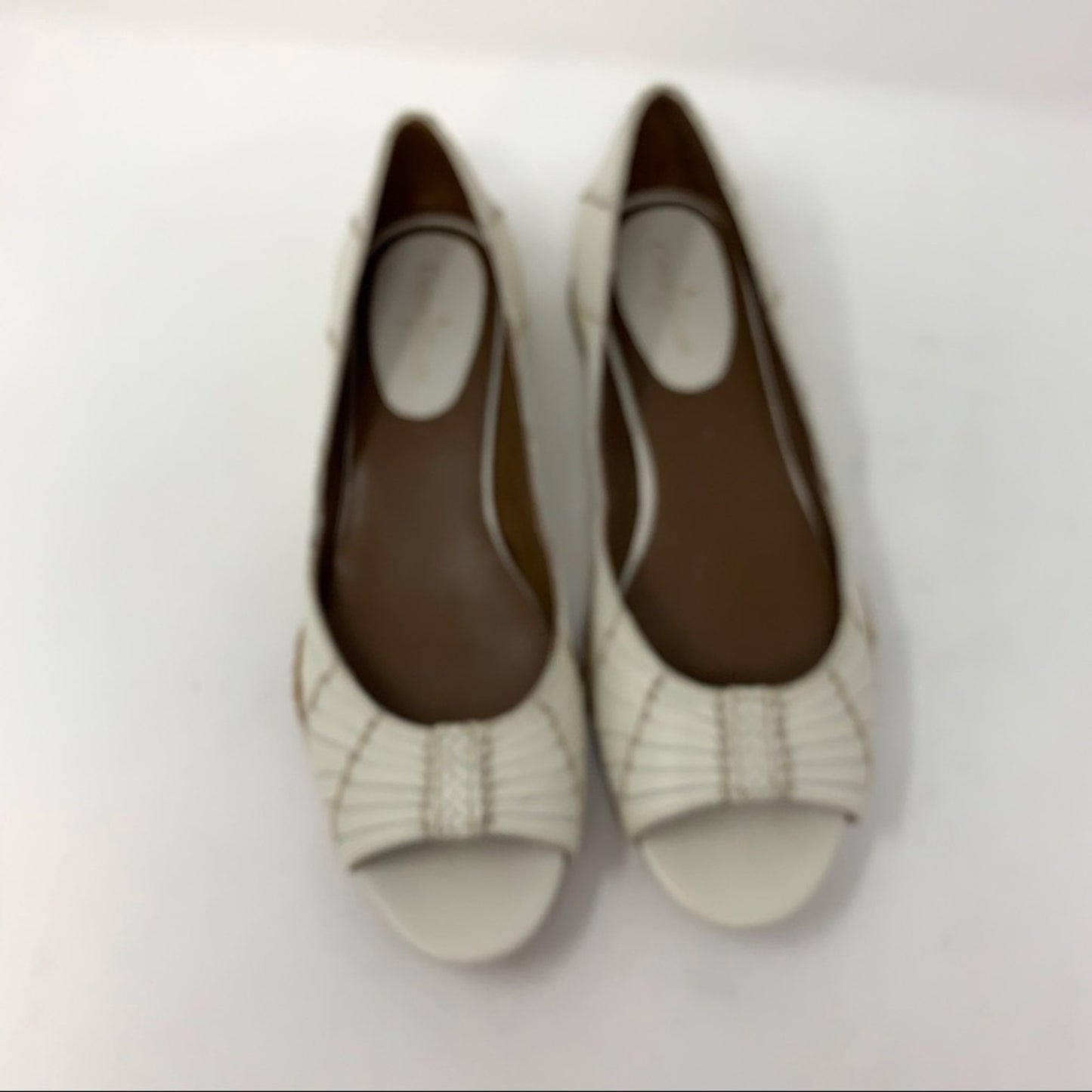 Cole Haan Air White Cream Leather Peep Open Toe Size 8.5AA