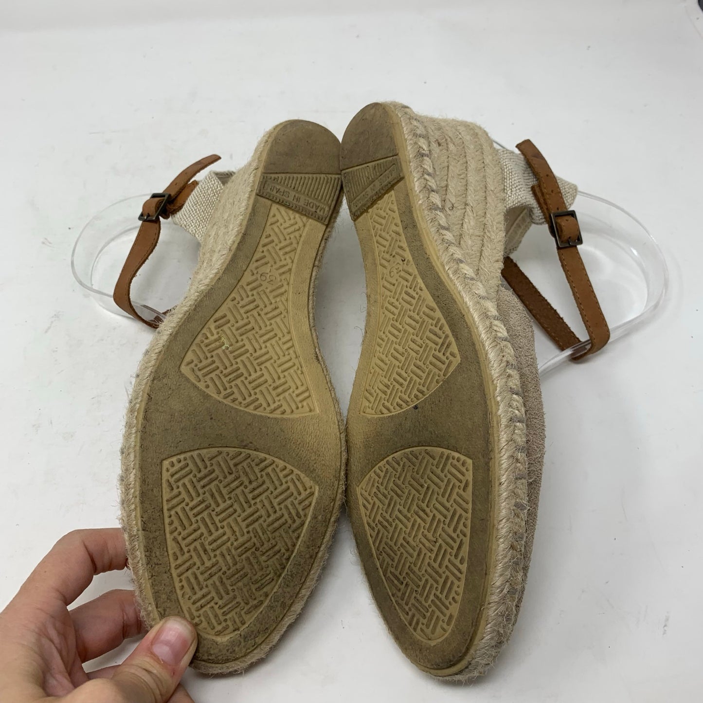 Verbenas Tan Suede Espadrille Wedges Malena Serraje Piedra Size 39 Jute Sandal