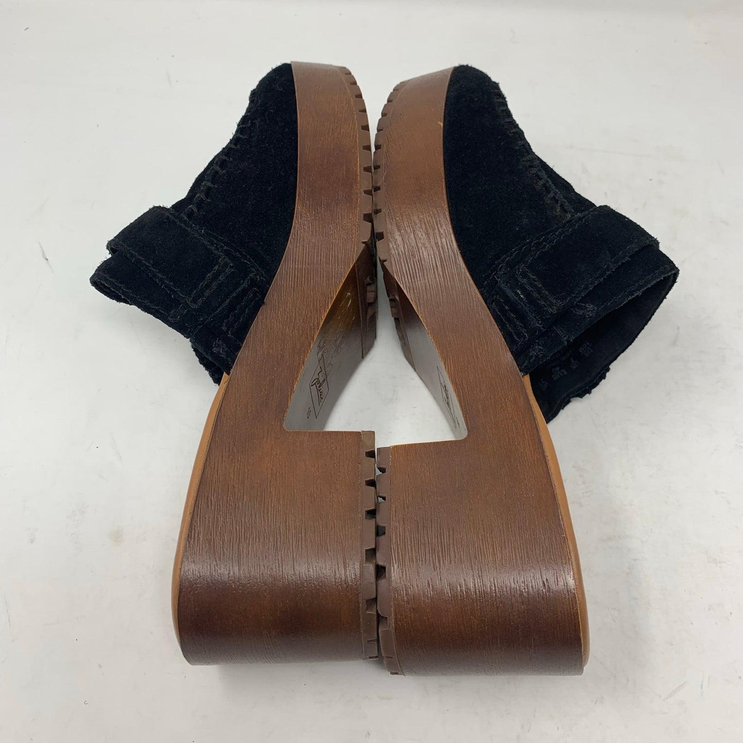 Zodiac Raine Black Suede Leather Moc Toe Platform Chunky Mules Clogs Size 10 Y2K