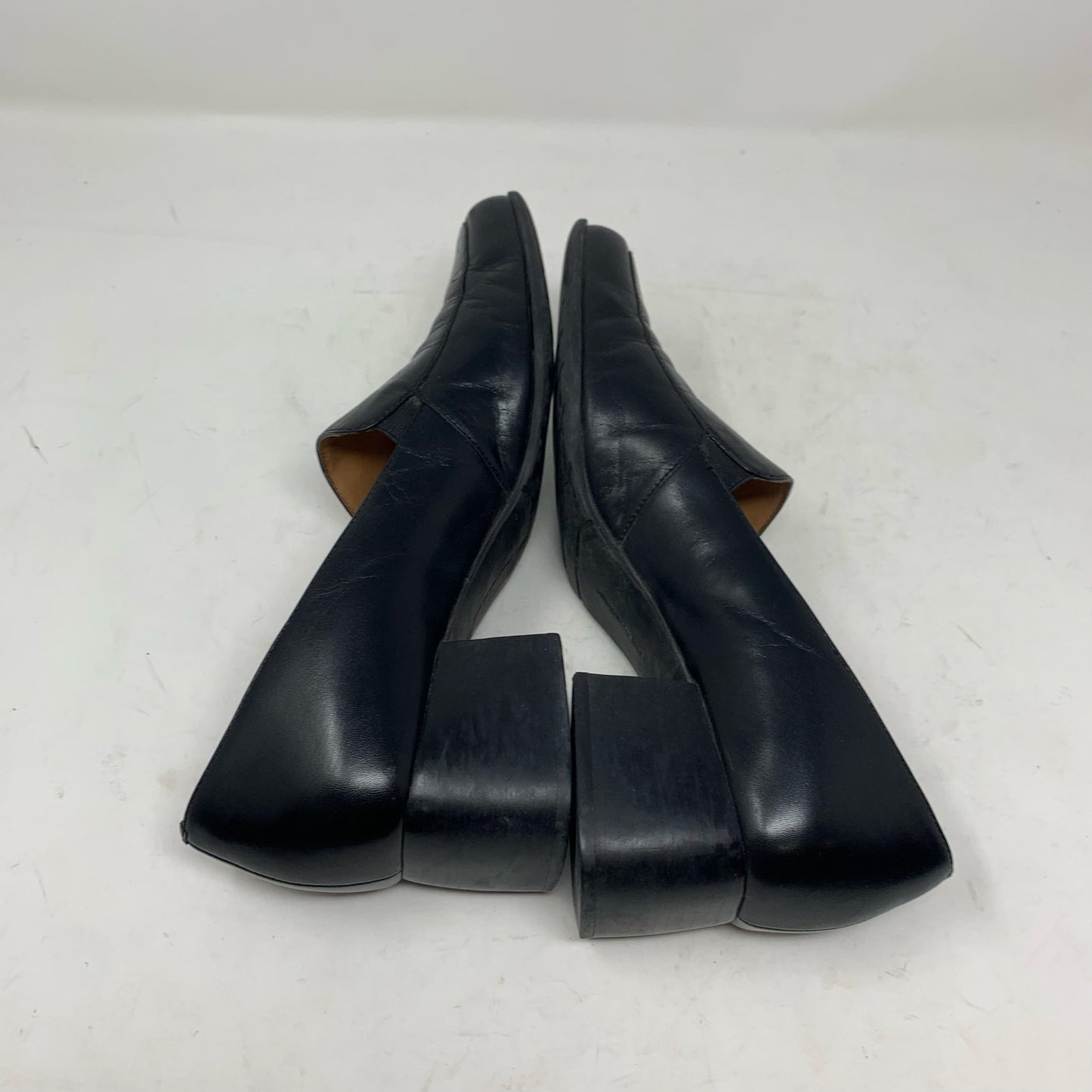 Naturalizer Black Leather Square Toe Chunky Block Heel Pump Y2K 885N88 Size 10N