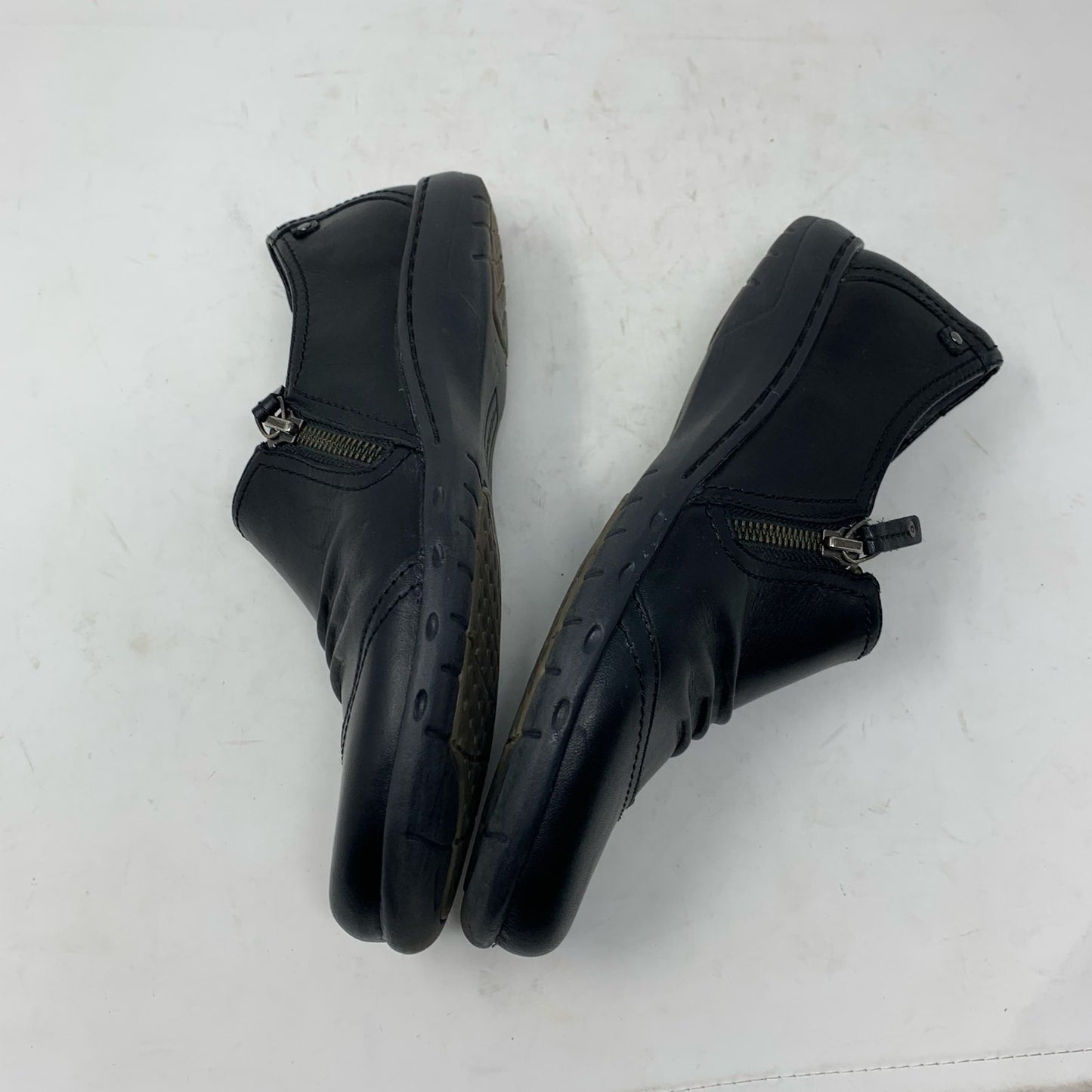 Rockport Cobb Hill Penfield Womens Zip Flat Comfort Shoe Black Leather Size 7.5