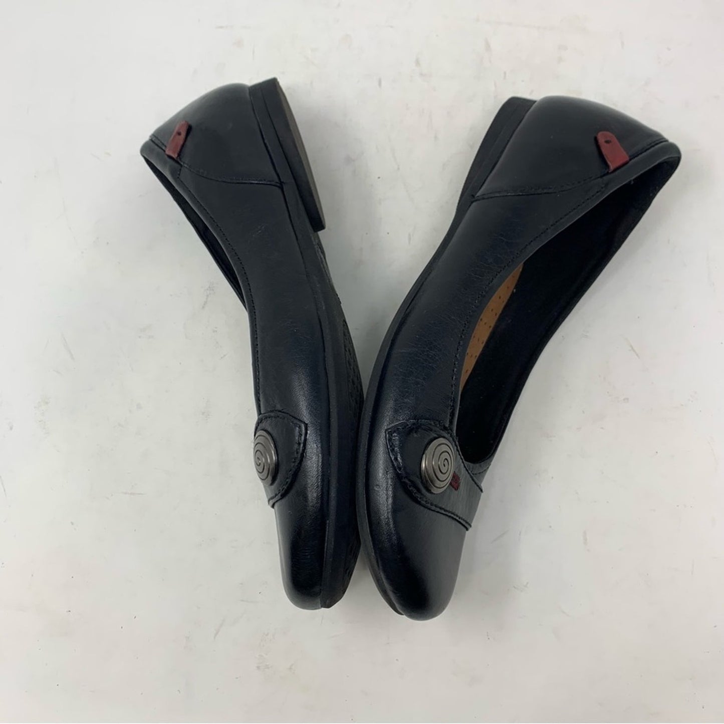 Rockport Cobb Hill Emma 10 N Black Leather Flats Classic Comfort Shoe