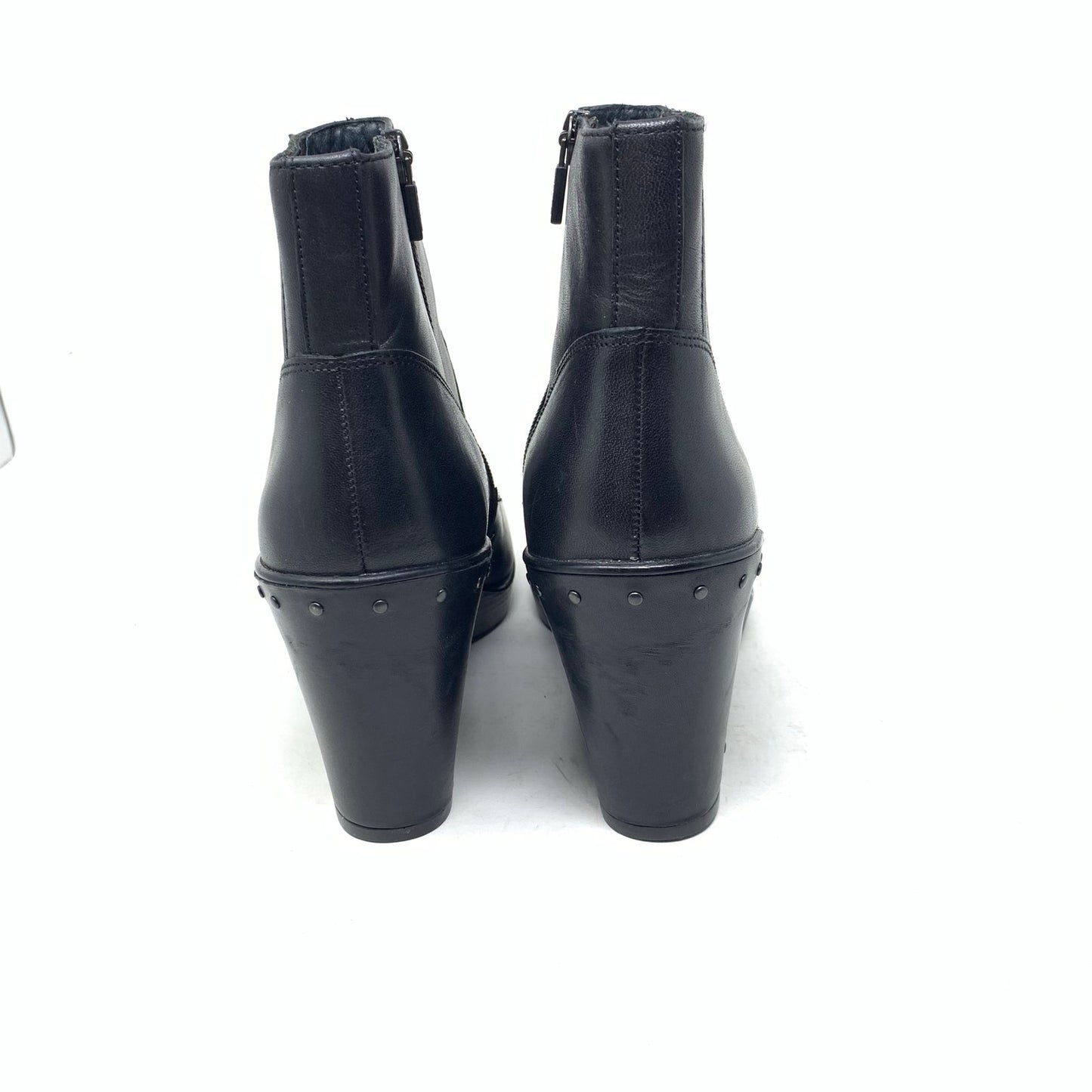 Dansko Faith Black Leather Wedge Bootie Ankle Boot Side Zip Studded Size 41