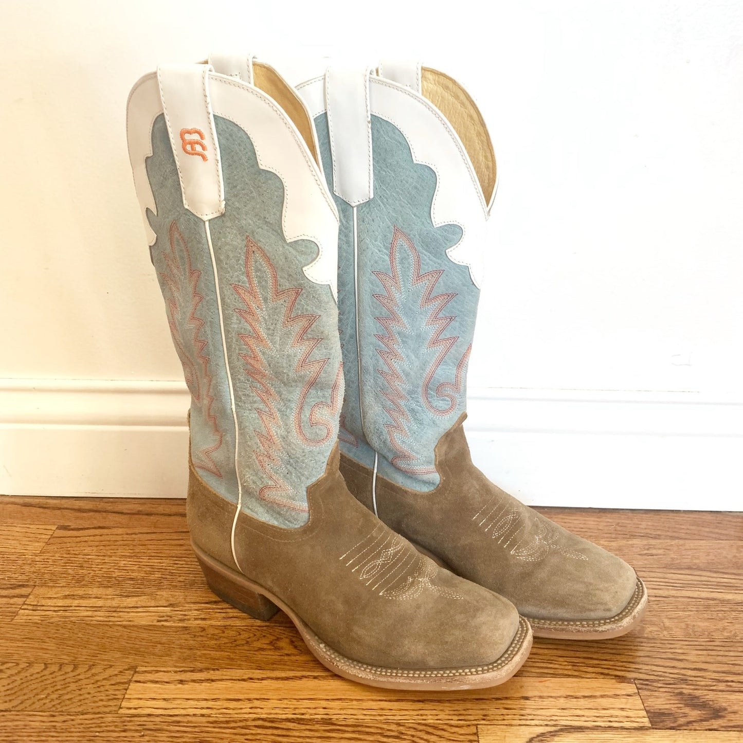 Anderson Bean Youth Size 5 Coyote Sand Sky Blue Western Cowboy Boots ABK7096