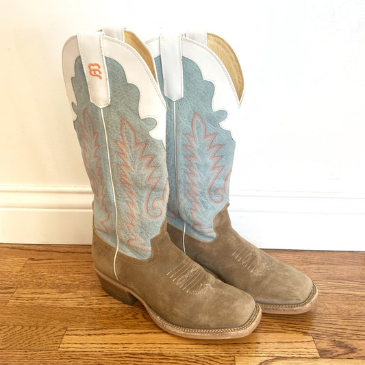 Anderson Bean Youth Size 5 Coyote Sand Sky Blue Western Cowboy Boots ABK7096