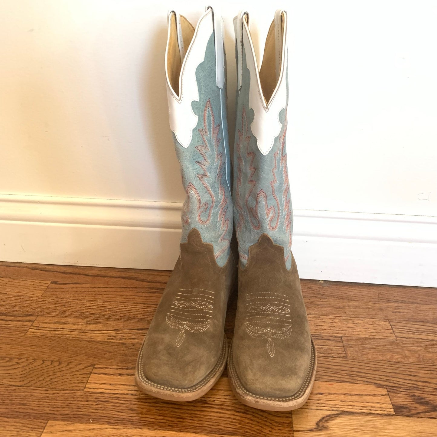 Anderson Bean Youth Size 5 Coyote Sand Sky Blue Western Cowboy Boots ABK7096