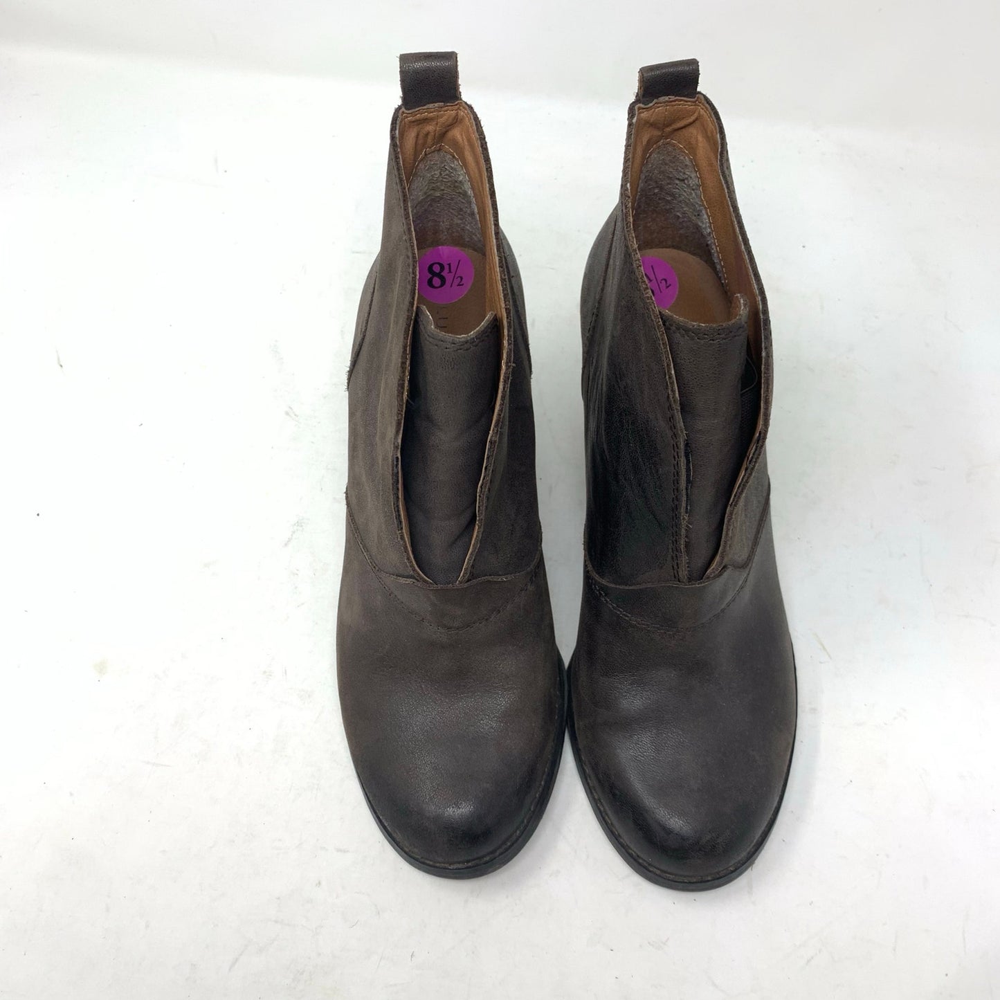 Lucky Brand Yinan Dark Brown Leather Wedge Heel Ankle Boot Bootie Size 8.5