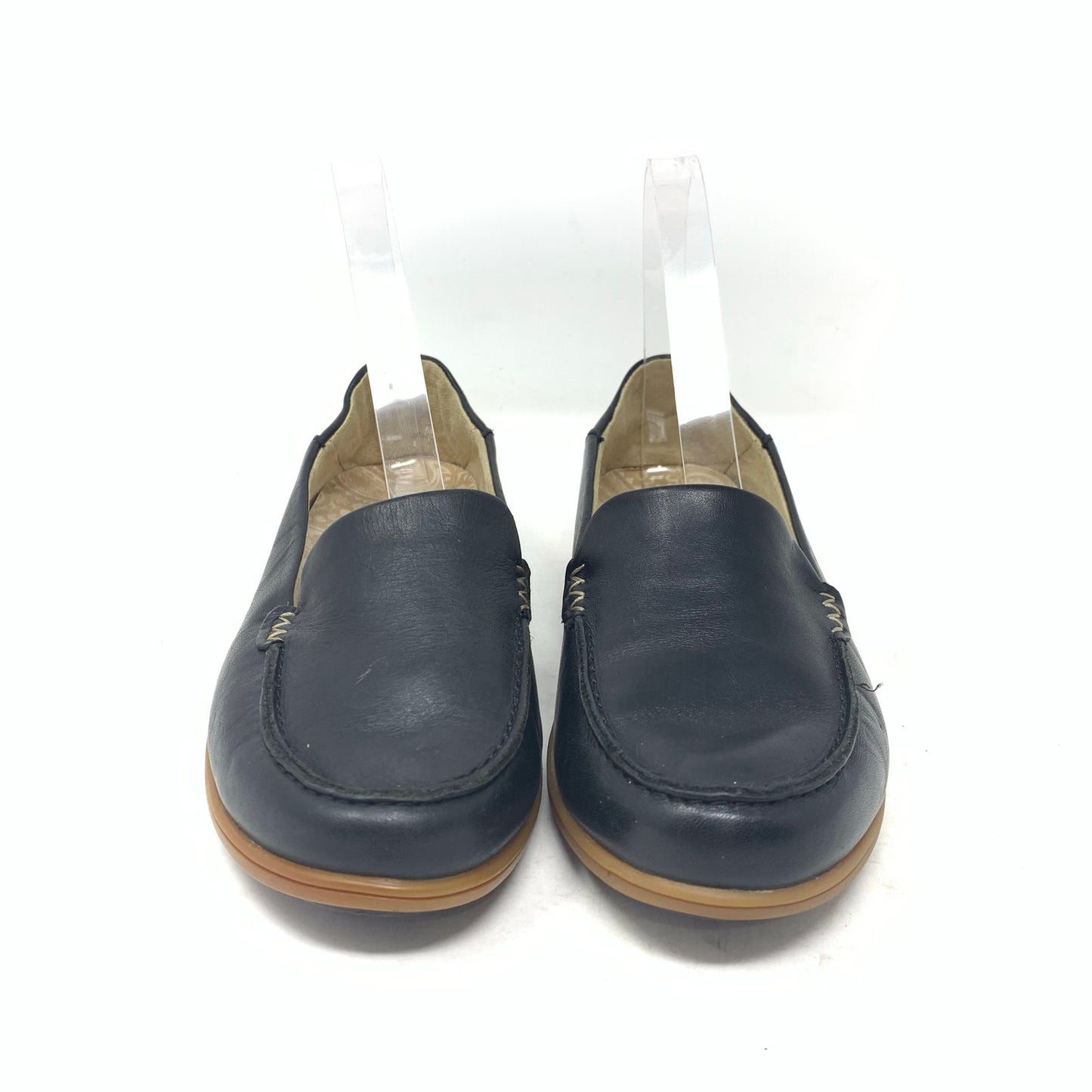 Olukai Kiele Womens Size 6.5 Black Leather Classic Moc Toe Loafers Comfort Shoe