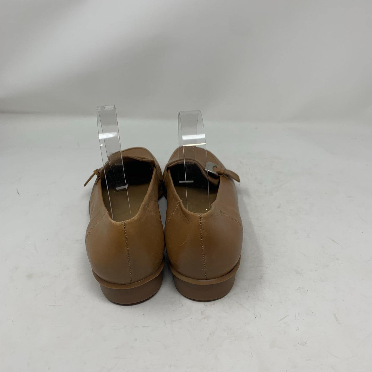 Enzo Angiolini Valery Tan Leather Loafers Classic Square Toe Flat Size 8.5