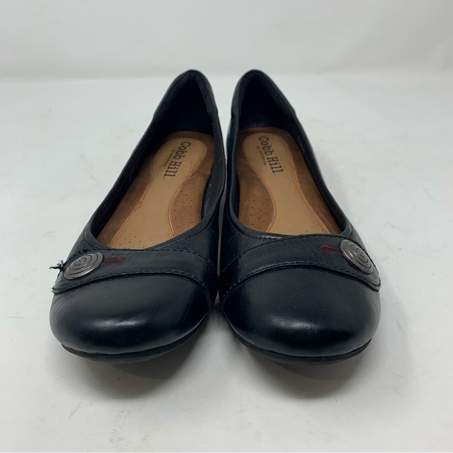 Rockport Cobb Hill Emma 10 N Black Leather Flats Classic Comfort Shoe