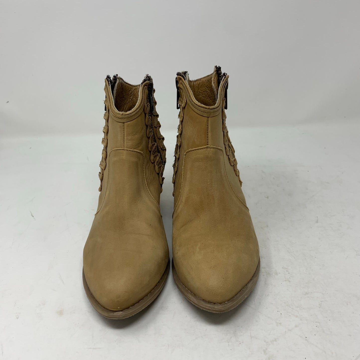 Musse & Cloud Athya Tan Leather Western Bootie Ankle Boot US Womens Size 5 EU 36