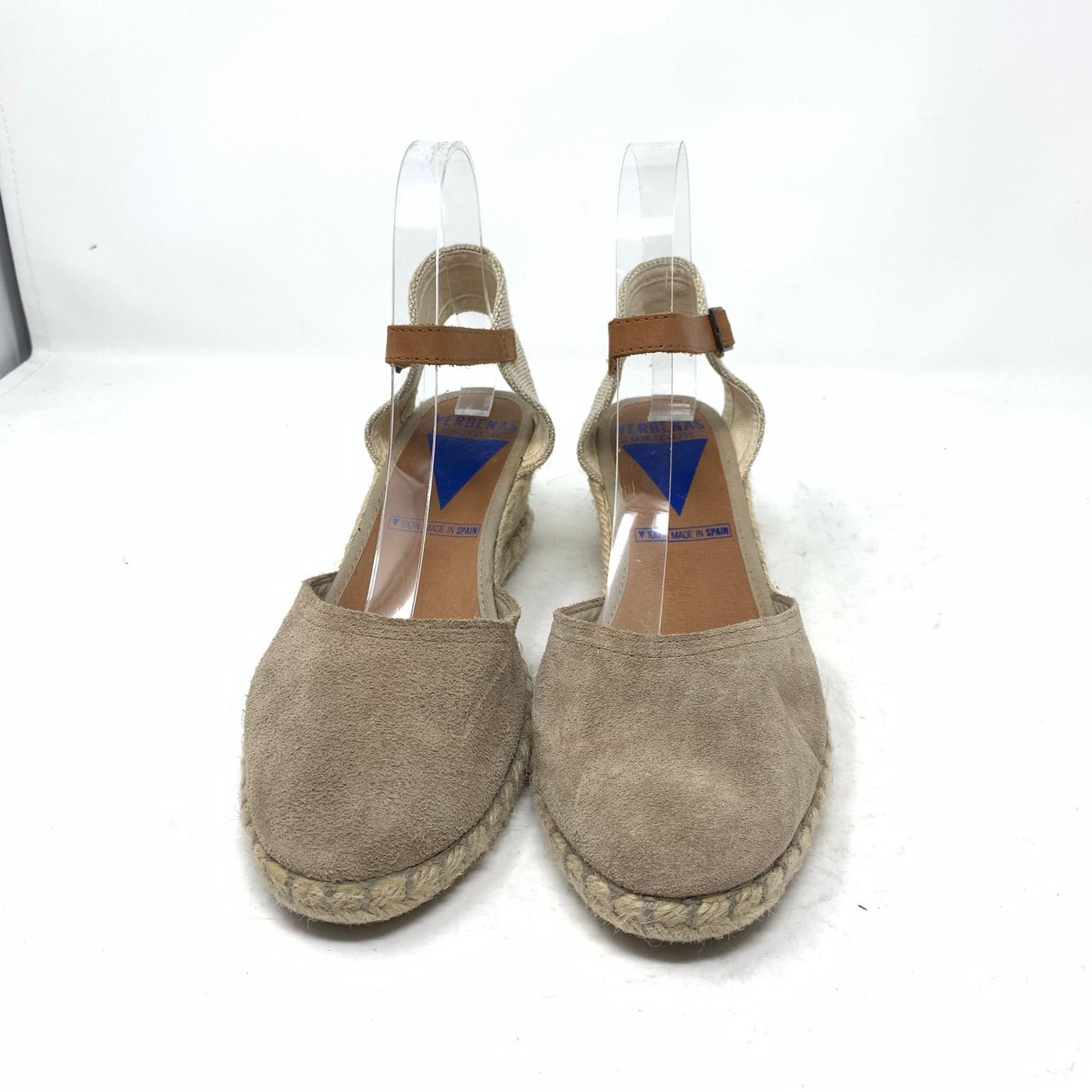 Verbenas Tan Suede Espadrille Wedges Malena Serraje Piedra Size 39 Jute Sandal