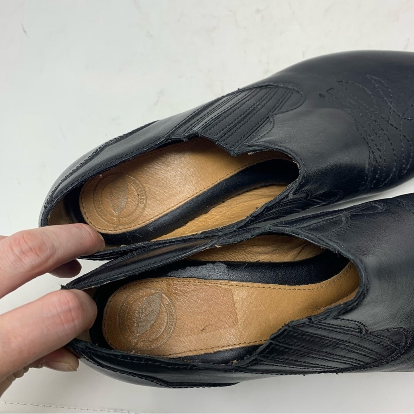 Nurture Shey Black Leather Western Ankle Boot Bootie Size 7.5 Elastic Gore