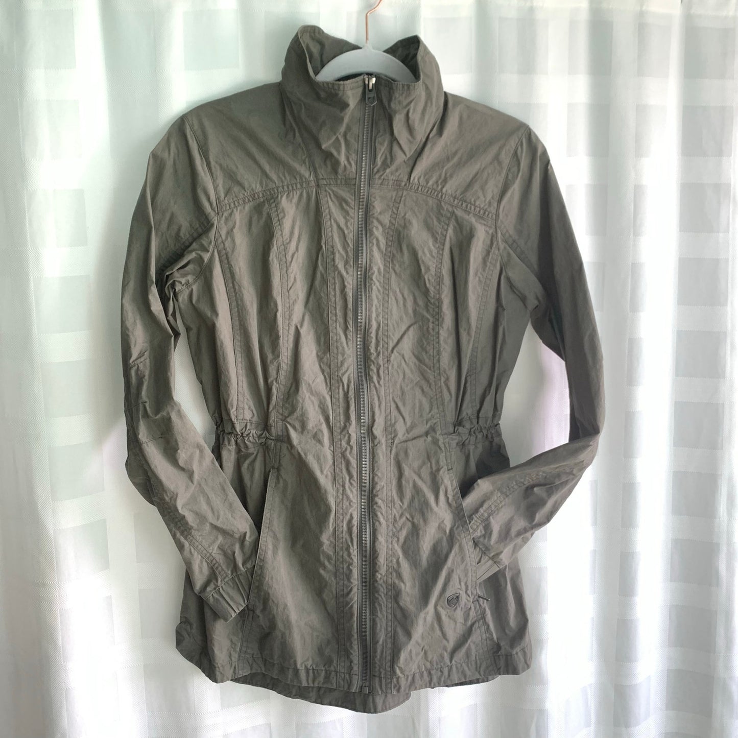 Kuhl Projekt Size Small Jojo Trench Jacket Wind water Resistant Olive Army Green