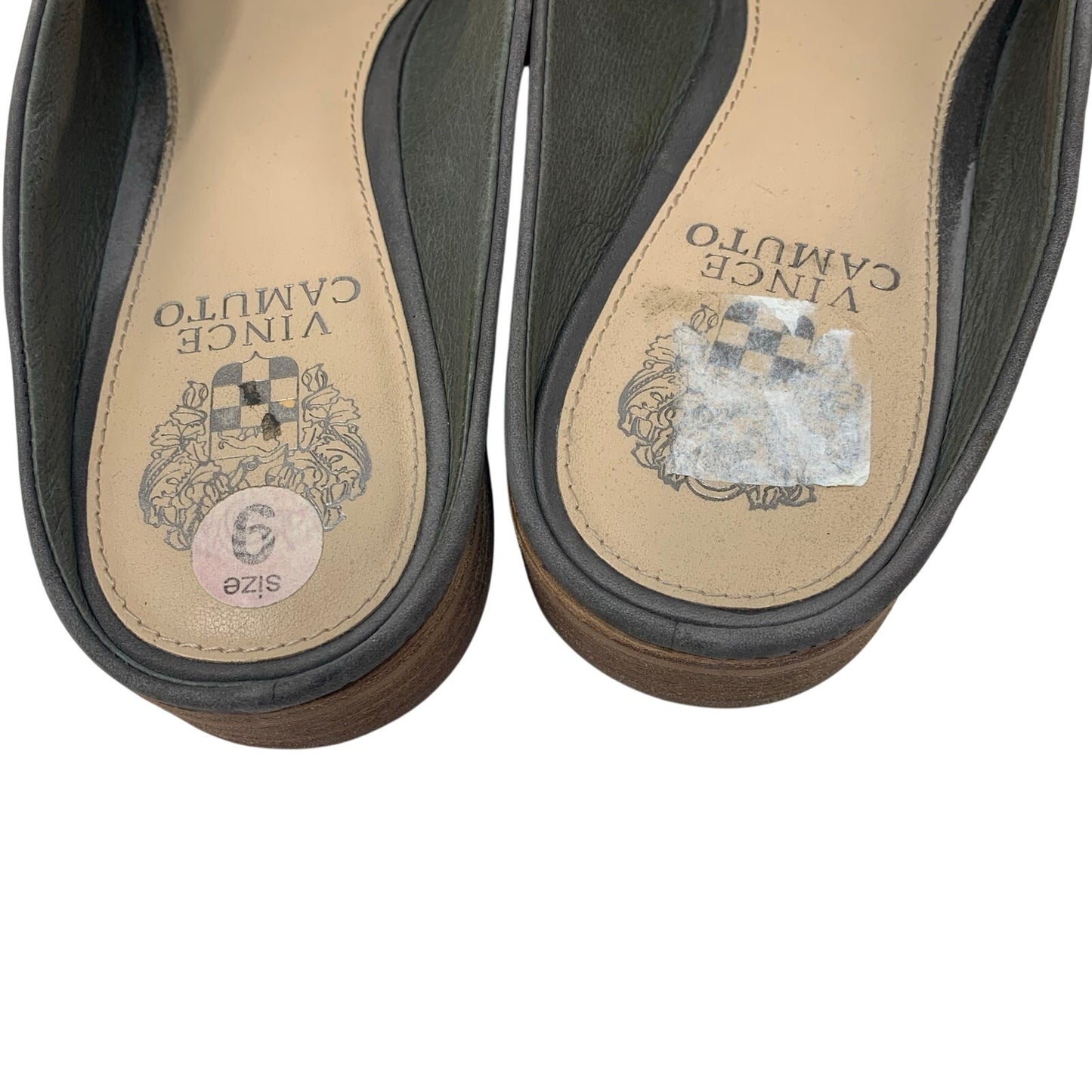 Vince Camuto Kaylana Size 9 Grey Nubuck Leather Mule Loafer Slide Micro Perf