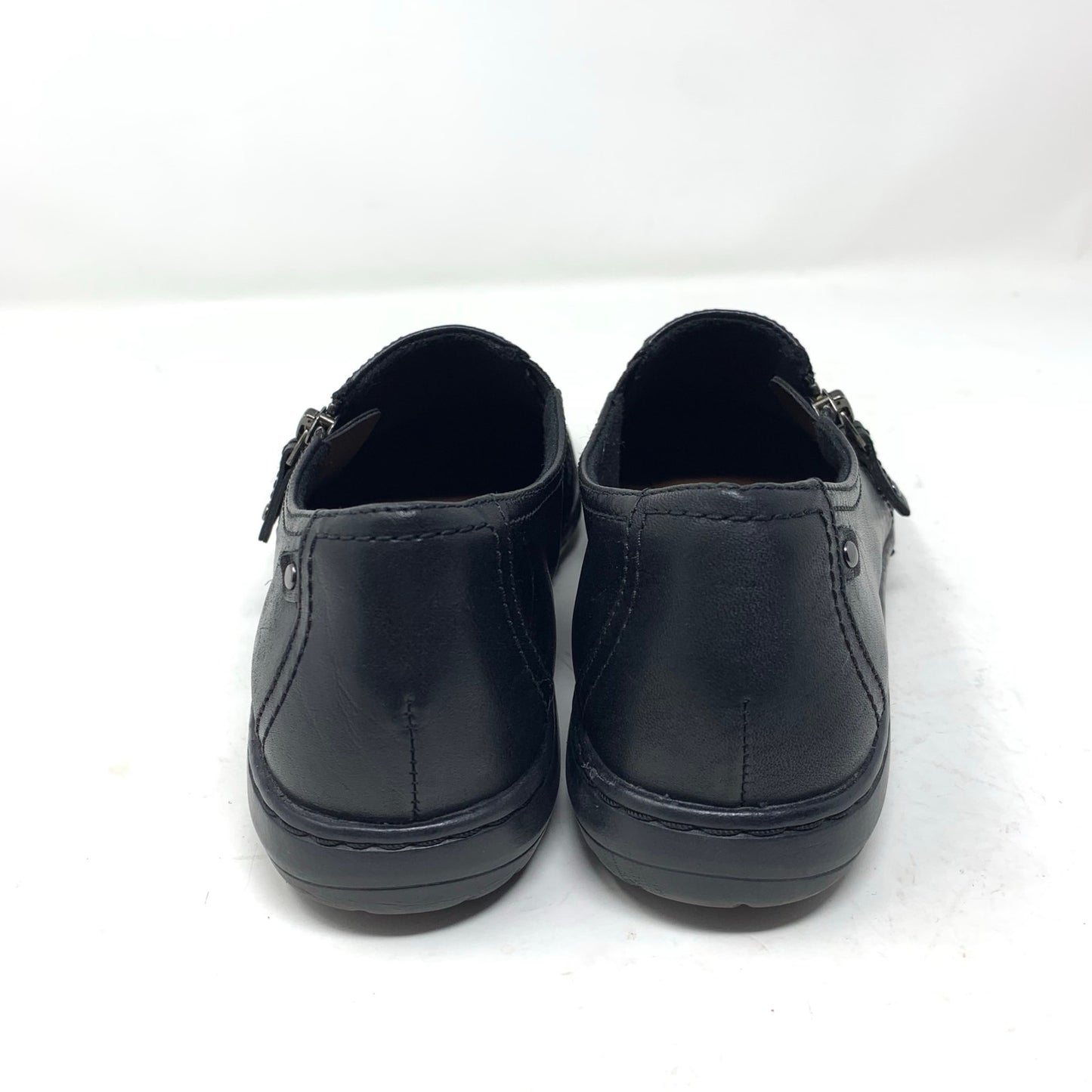 Rockport Cobb Hill Penfield Womens Zip Flat Comfort Shoe Black Leather Size 7.5